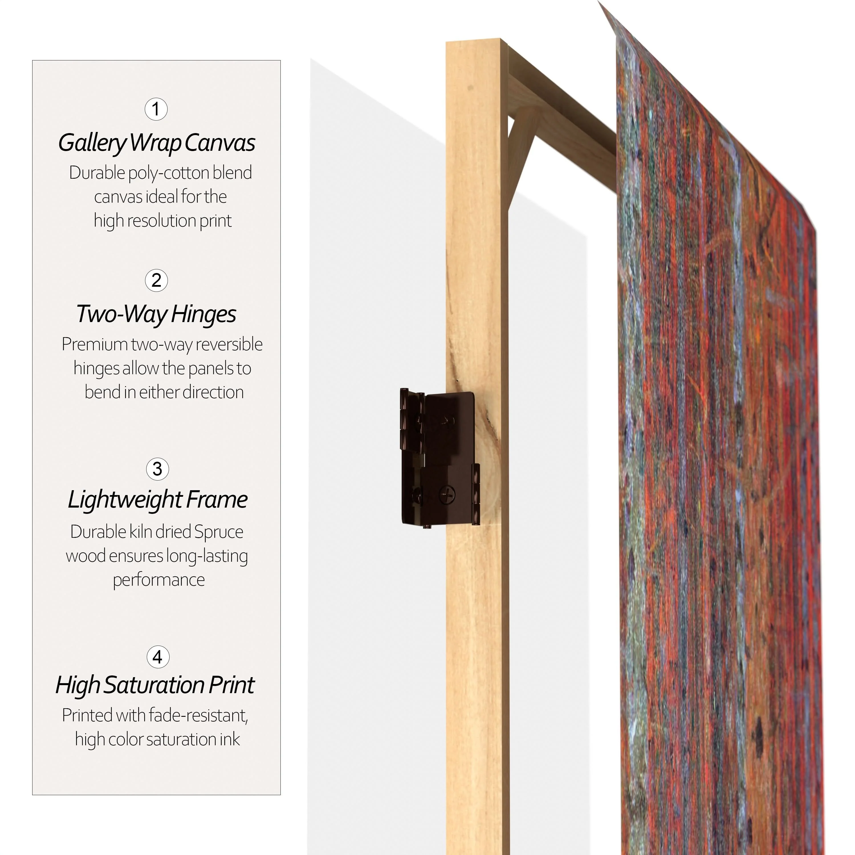 3 ft. Short Double Sided Works of Klimt Canvas Folding Screen - Tannenwald/Farm Garden - Image 4