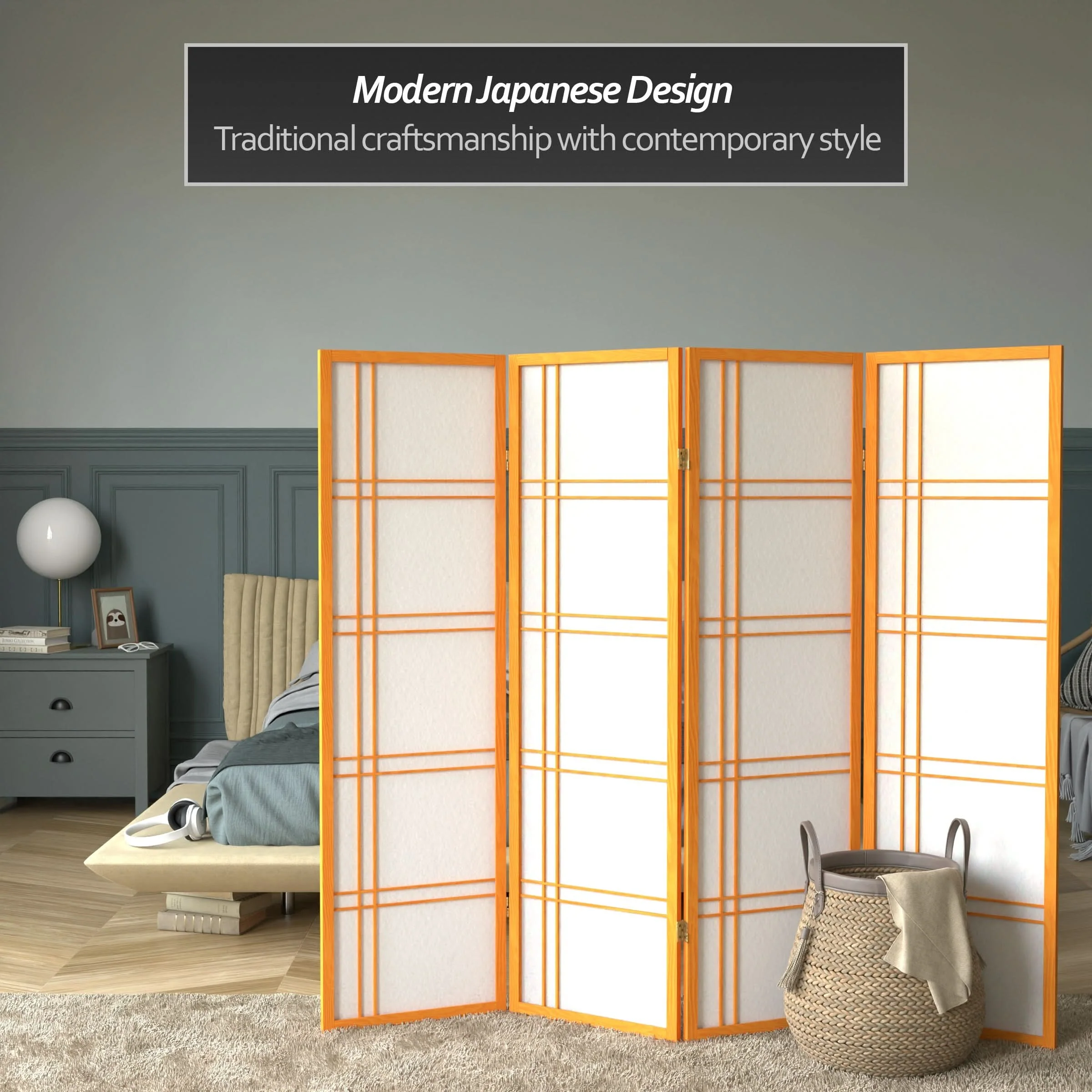 5 ft. Tall Double Cross Shoji Screen - Image 30