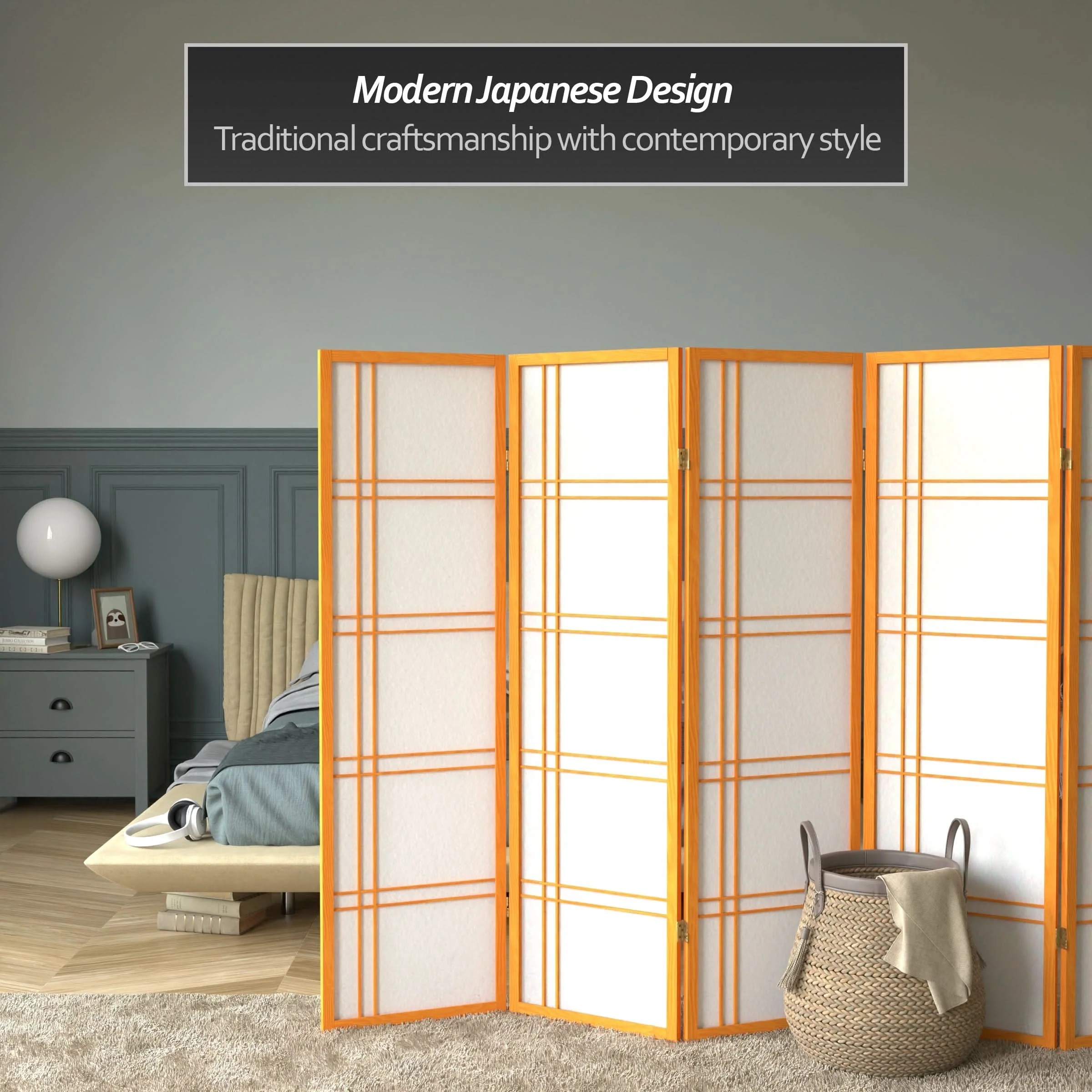 5 ft. Tall Double Cross Shoji Screen - Image 32