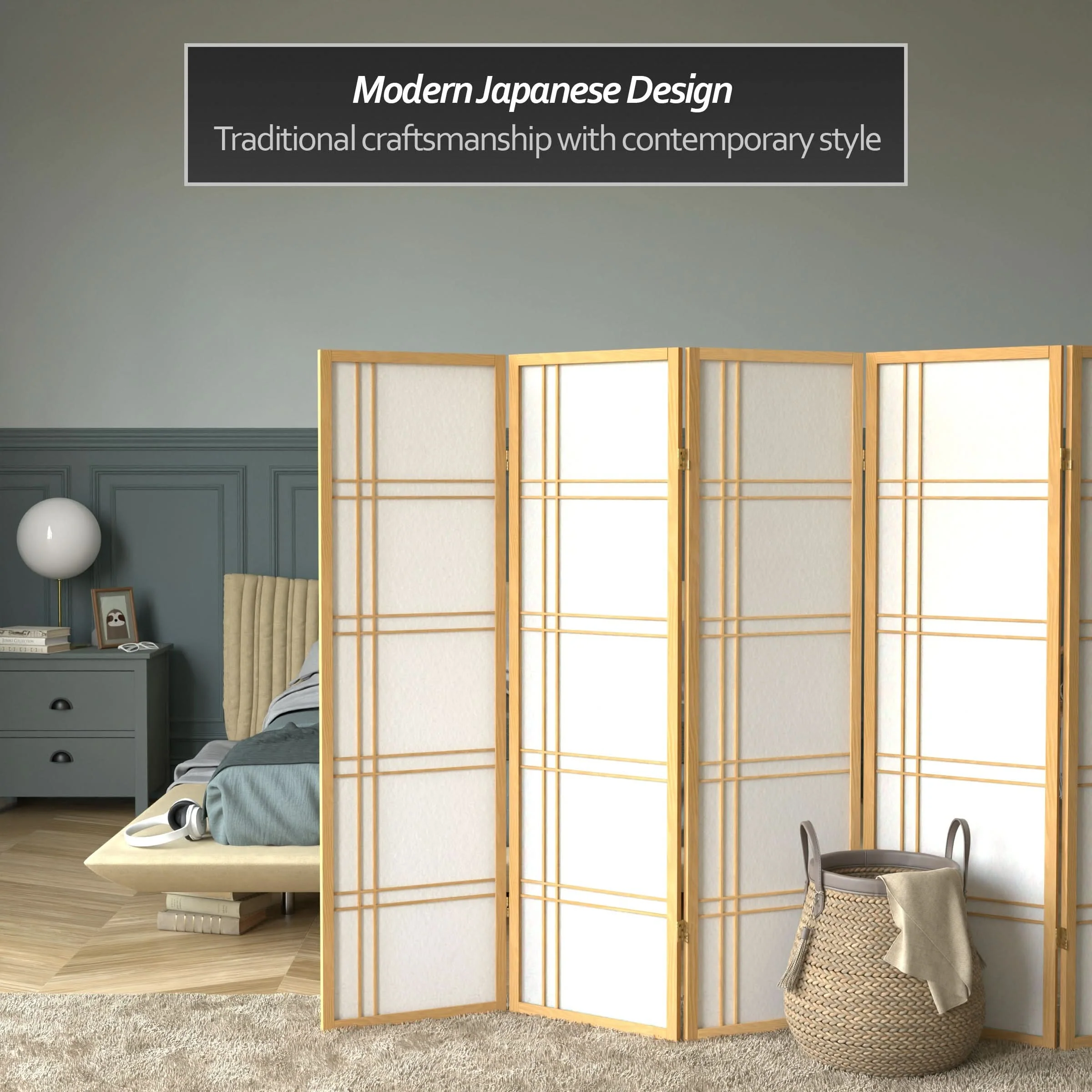 5 ft. Tall Double Cross Shoji Screen - Image 35