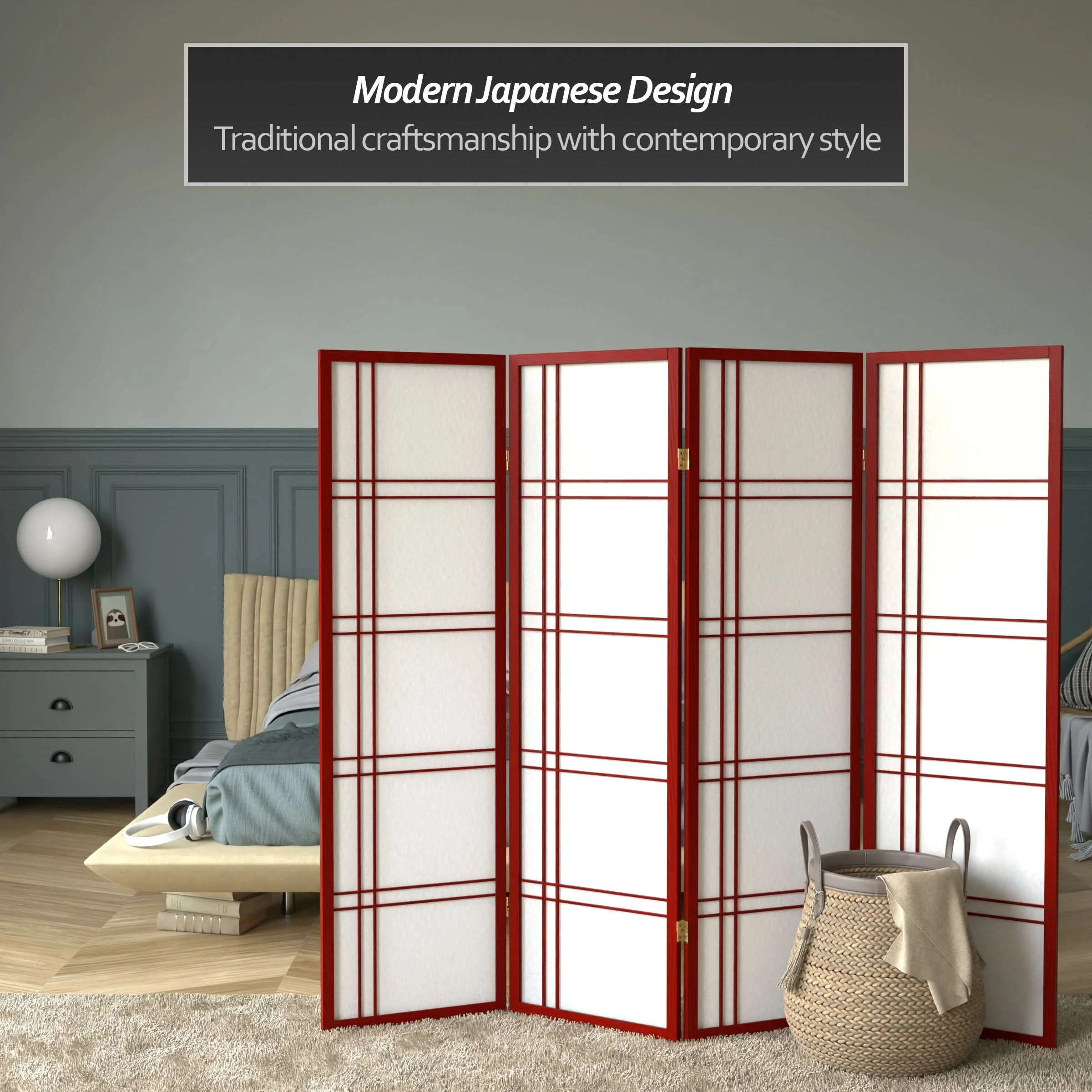 5 ft. Tall Double Cross Shoji Screen - Image 38