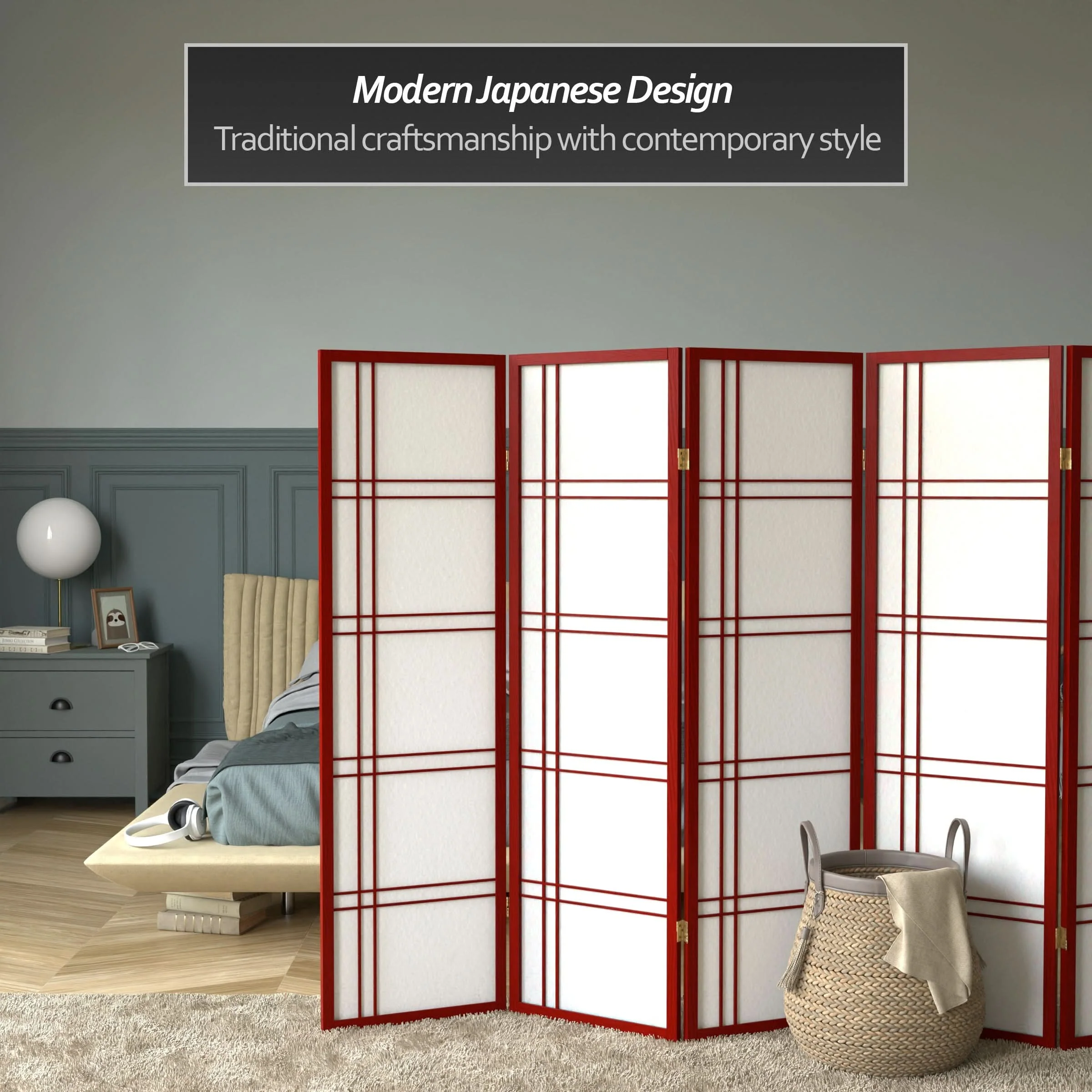 5 ft. Tall Double Cross Shoji Screen - Image 39