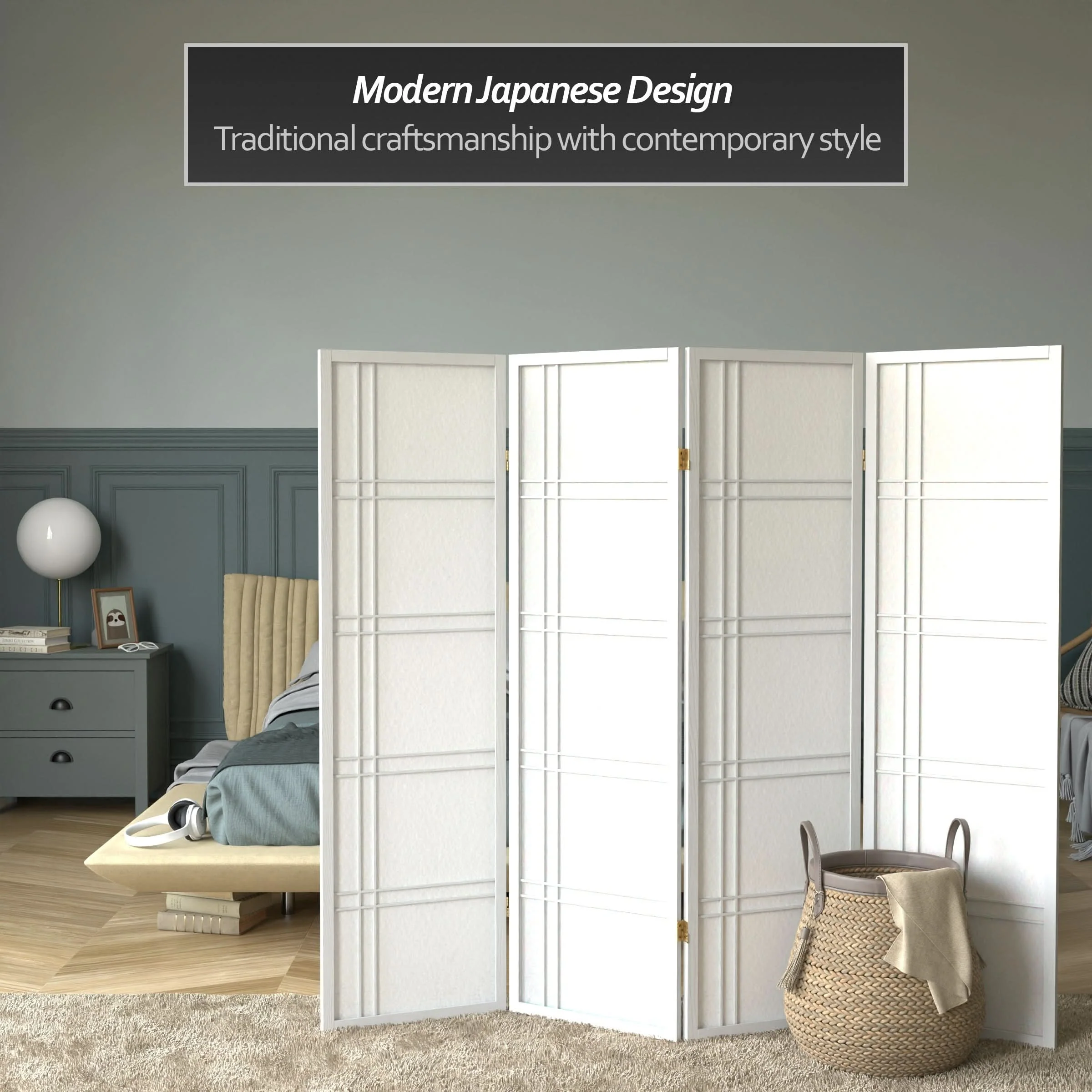 5 ft. Tall Double Cross Shoji Screen - Image 46