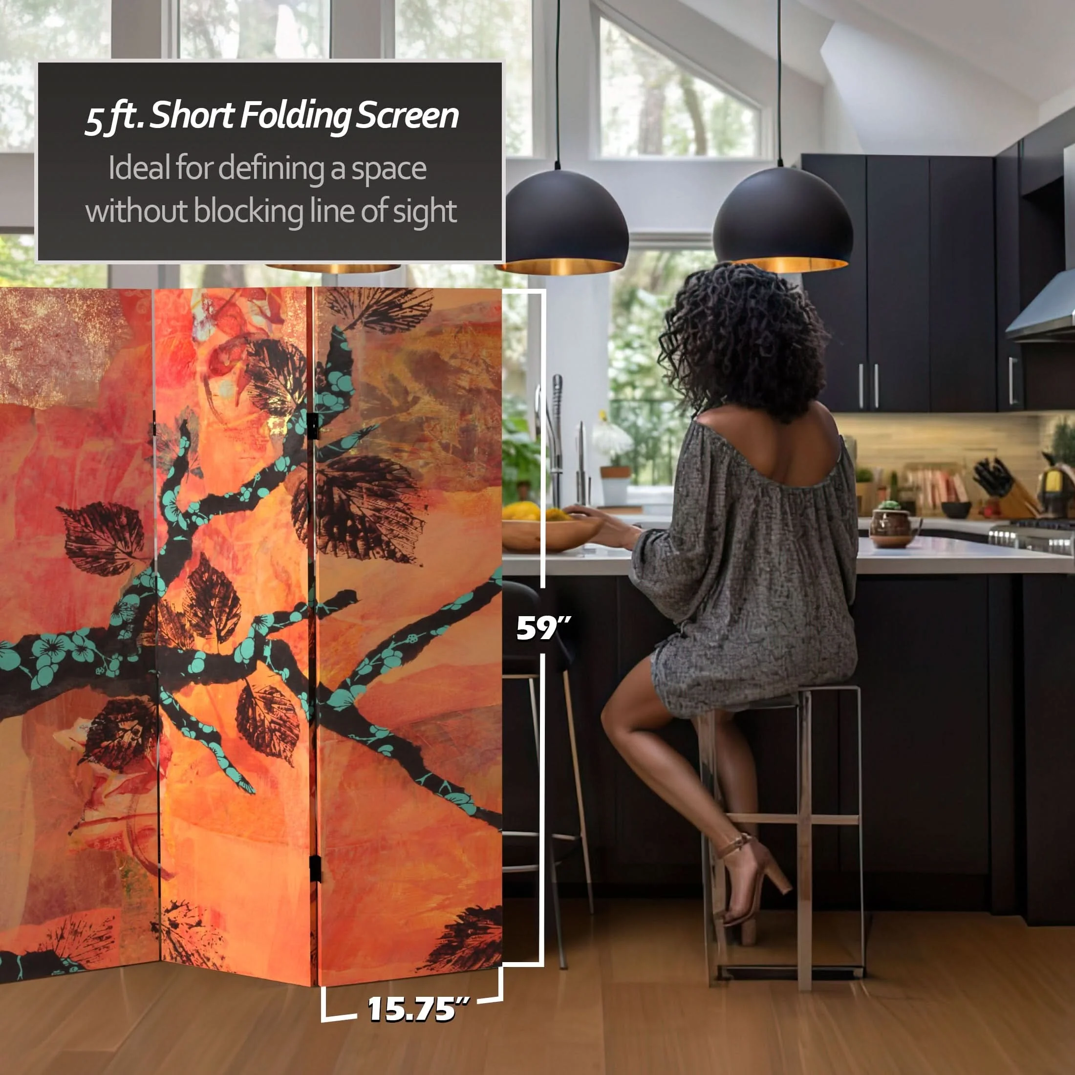 5 ft. Tall Rich Autumn Canvas Room Divider - Image 5