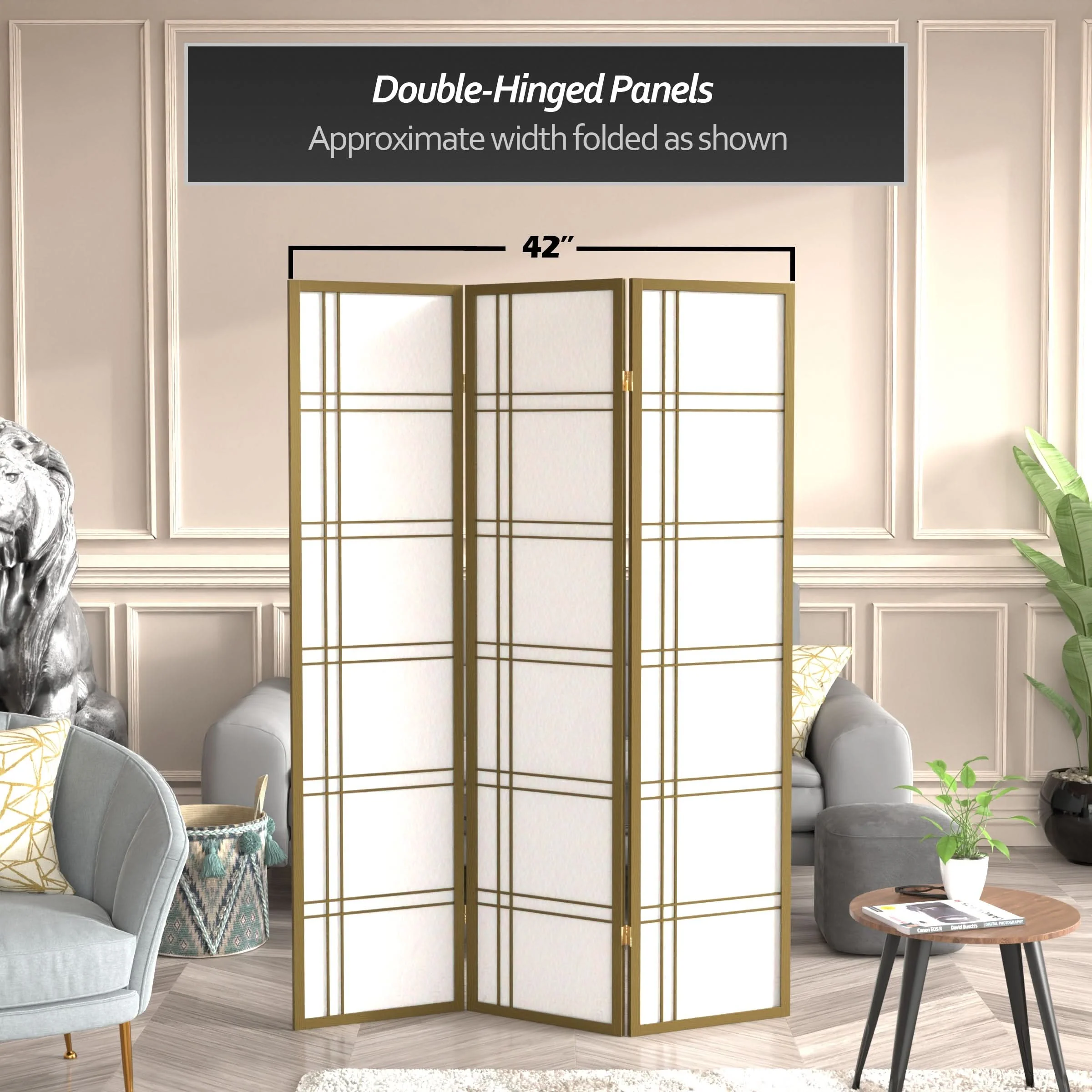 6 ft. Tall Double Cross Shoji Screen - Image 174