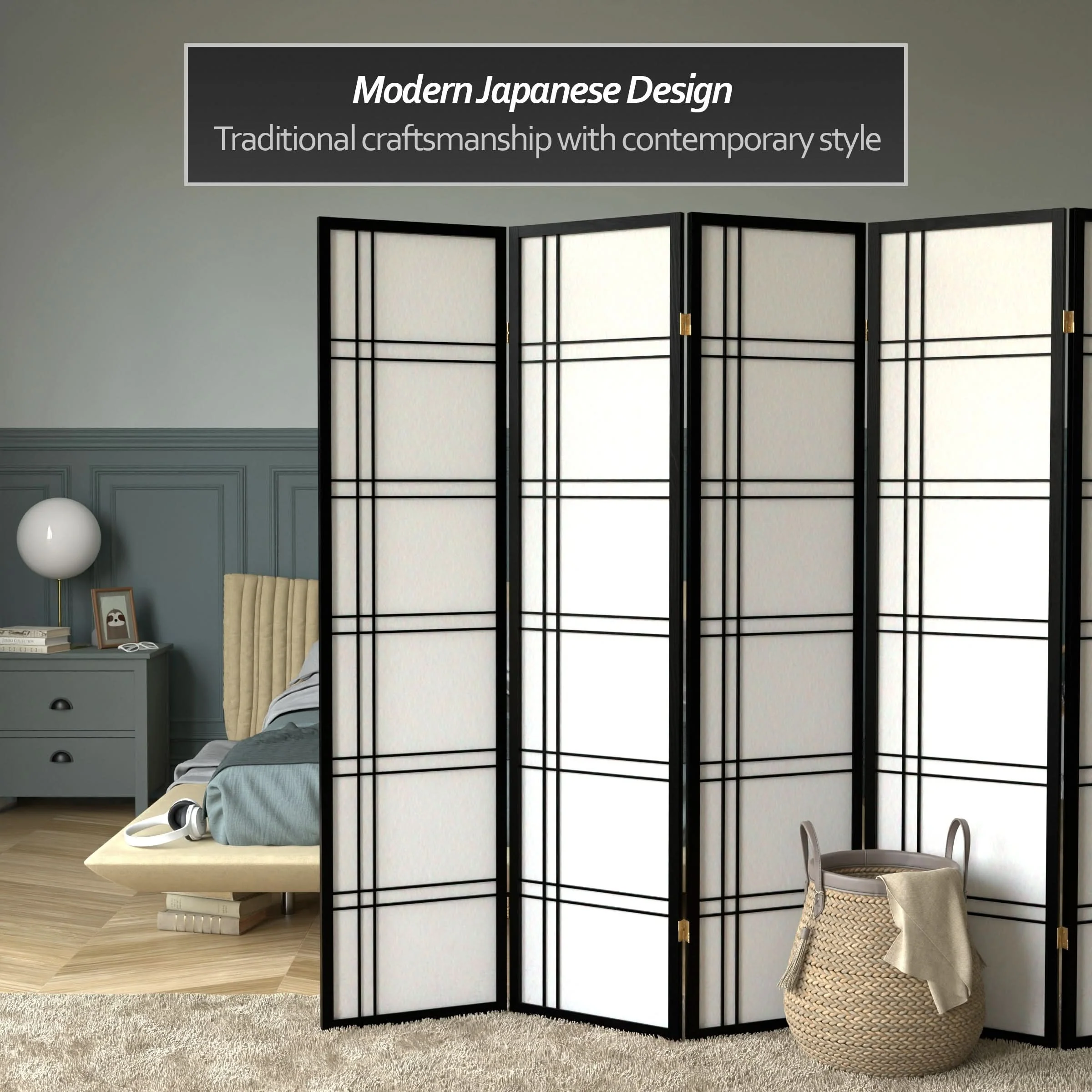 6 ft. Tall Double Cross Shoji Screen - Image 47