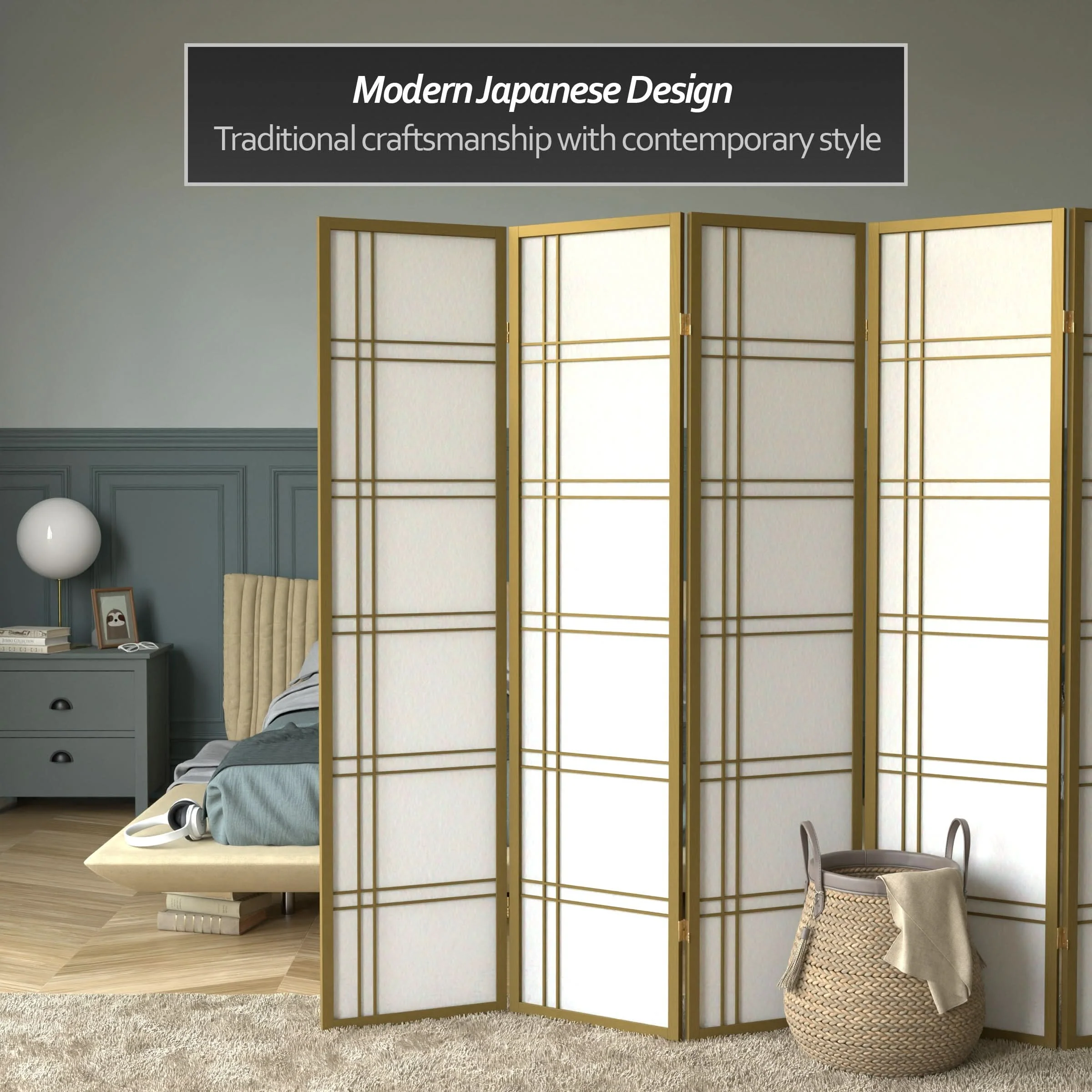 6 ft. Tall Double Cross Shoji Screen - Image 50