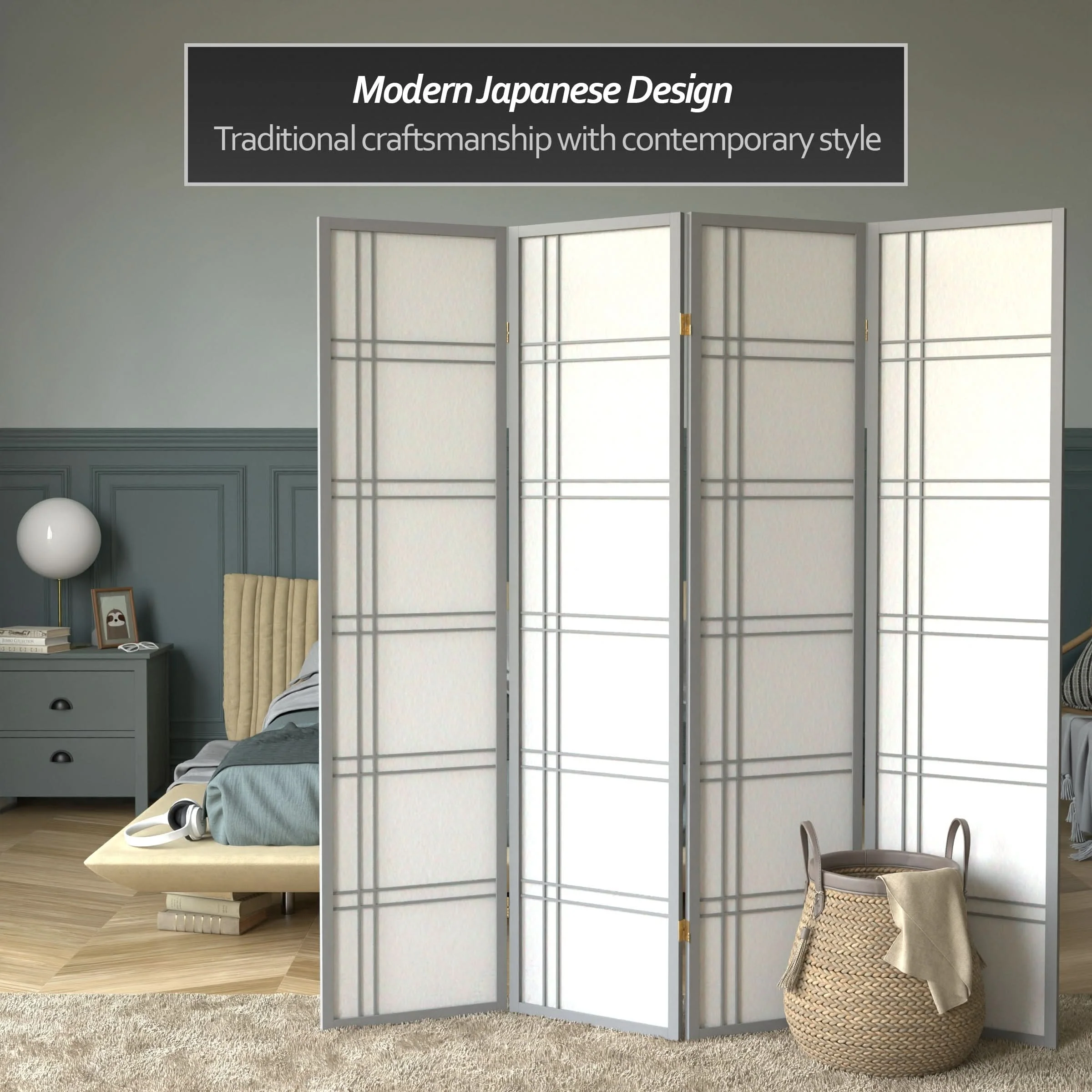 6 ft. Tall Double Cross Shoji Screen - Image 53