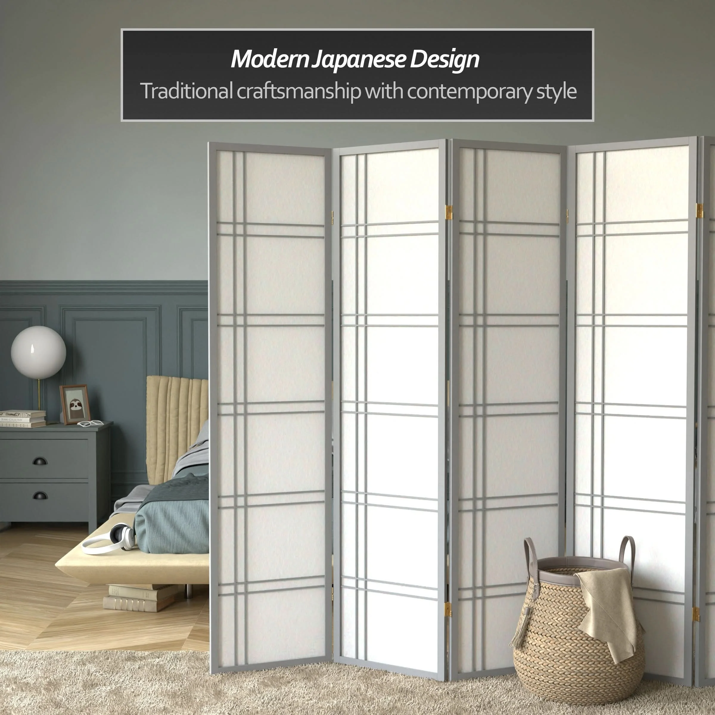 6 ft. Tall Double Cross Shoji Screen - Image 55
