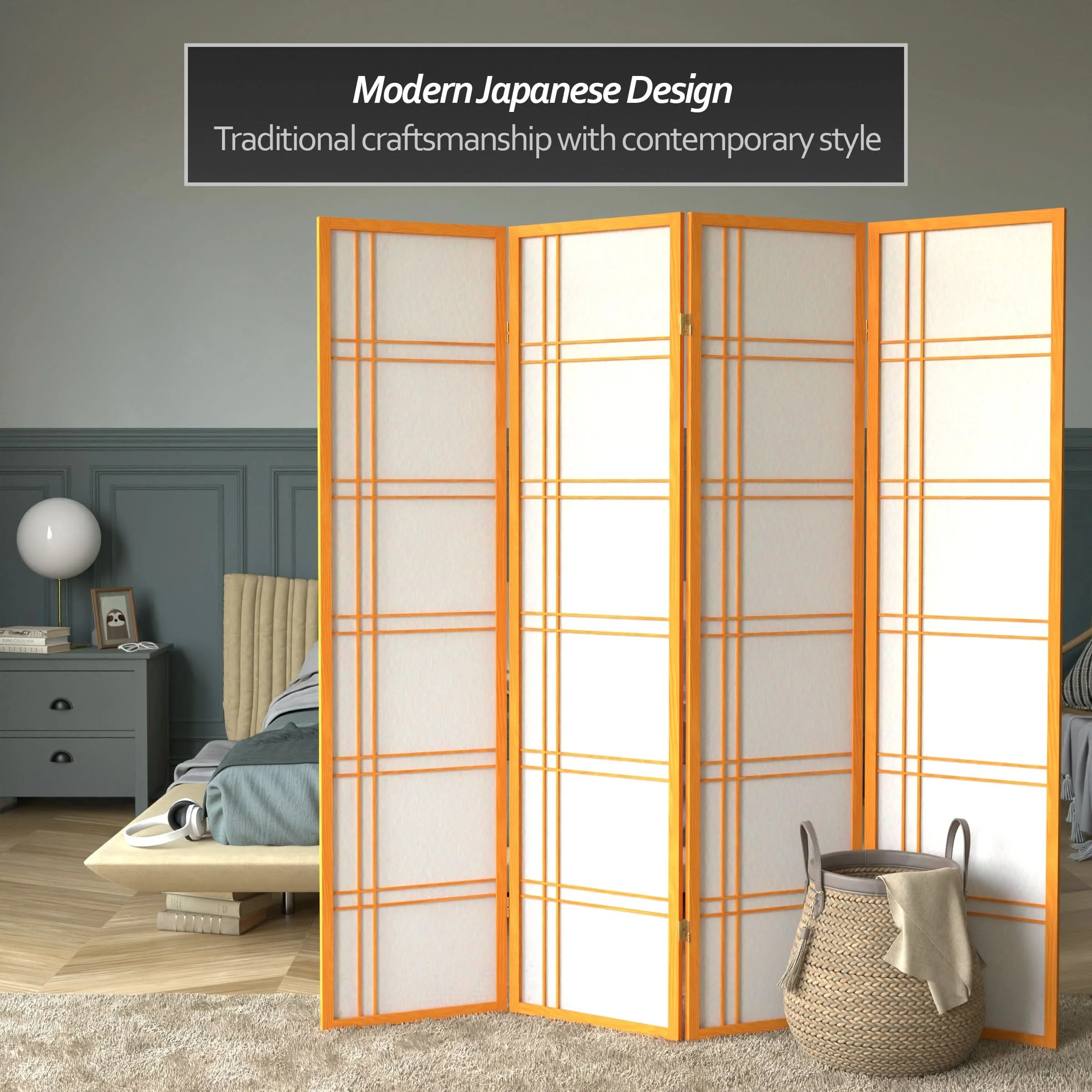 6 ft. Tall Double Cross Shoji Screen - Image 57