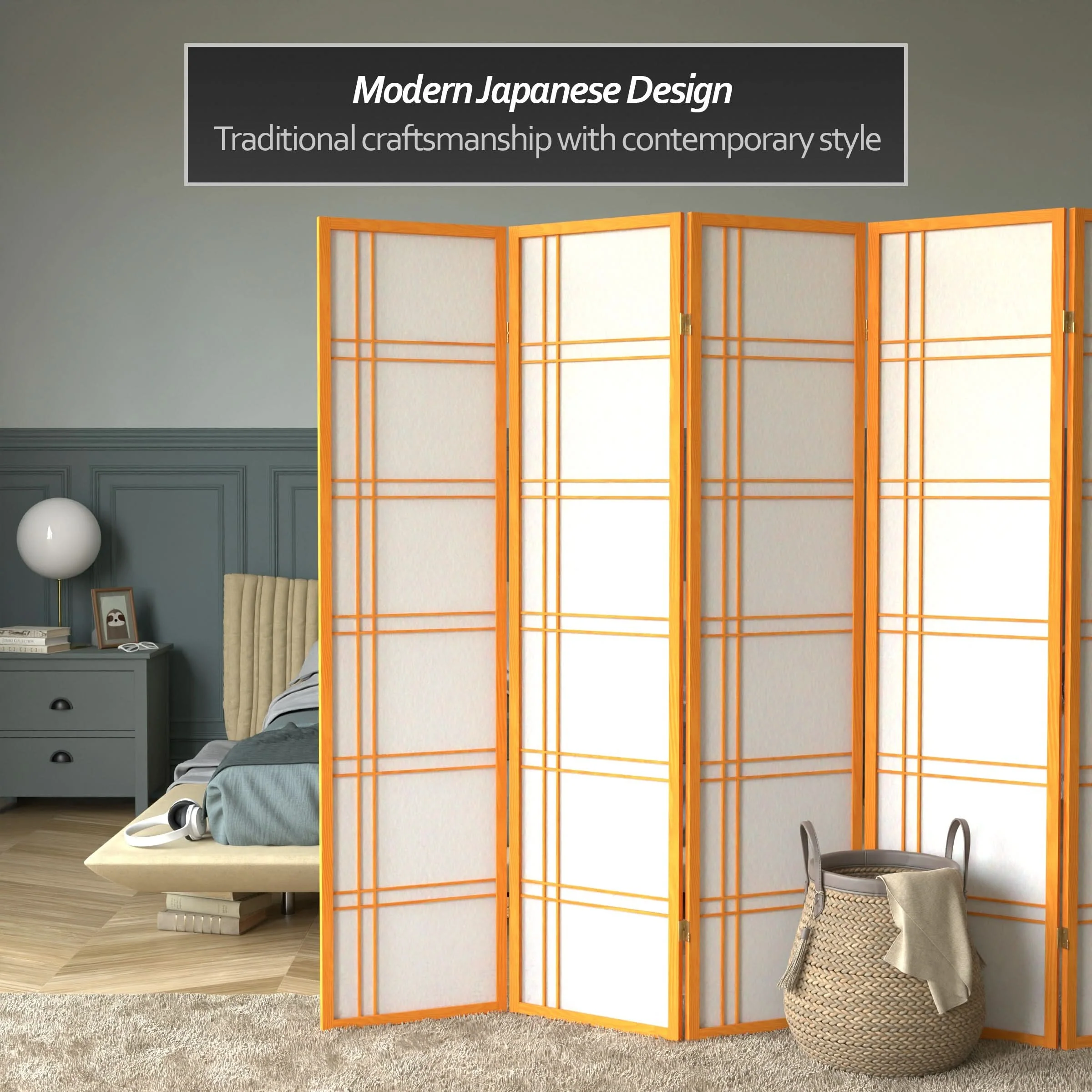 6 ft. Tall Double Cross Shoji Screen - Image 59