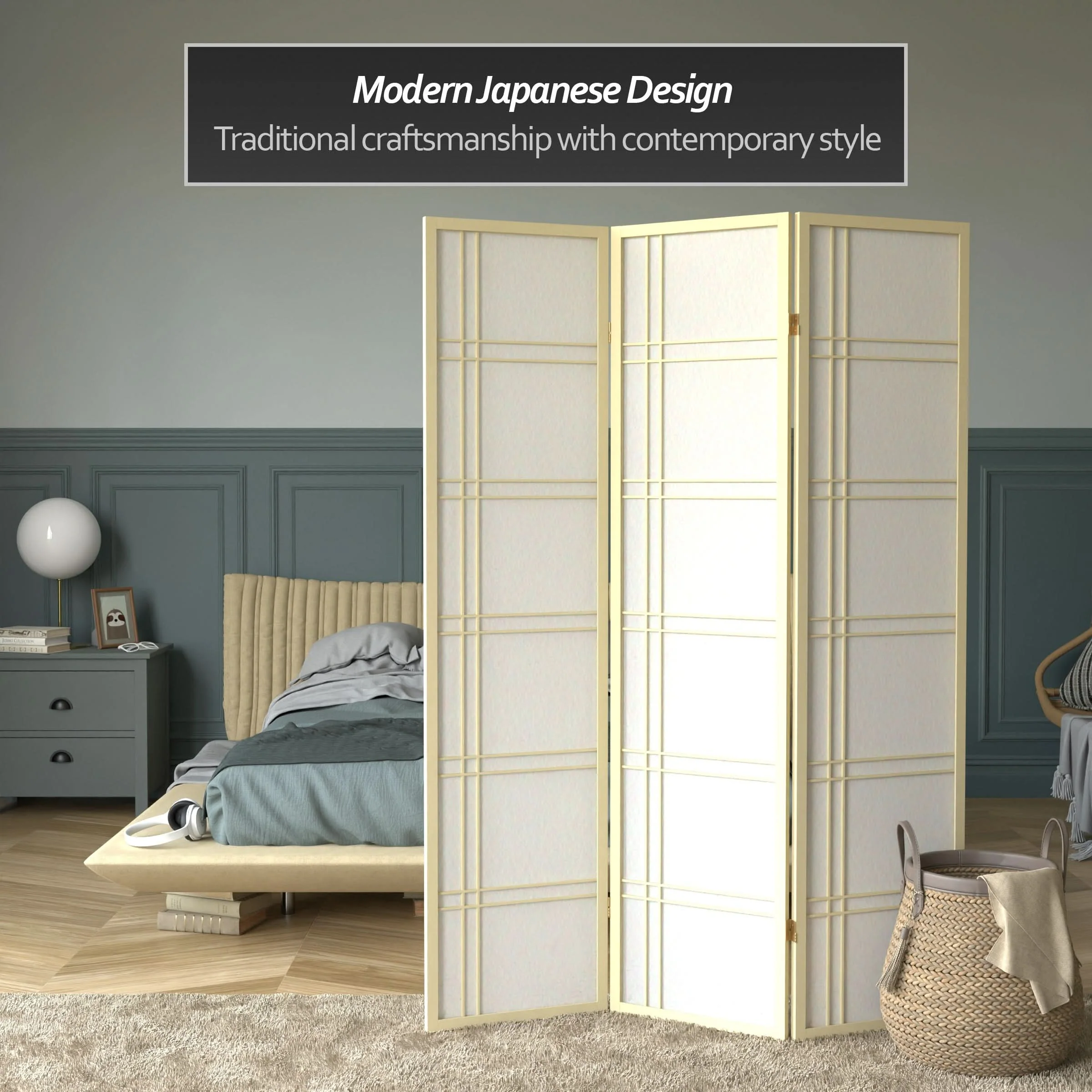 6 ft. Tall Double Cross Shoji Screen - Image 61