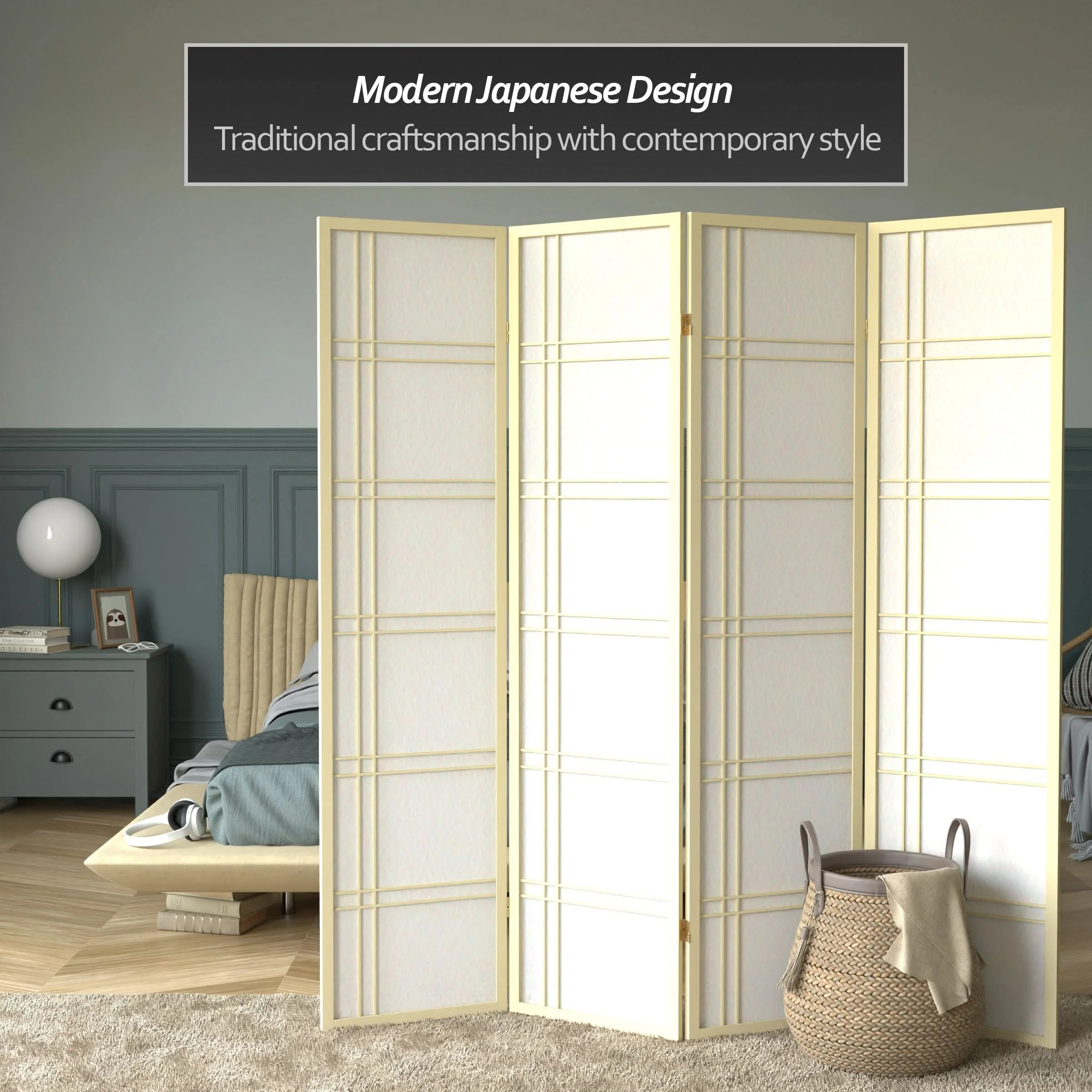 6 ft. Tall Double Cross Shoji Screen - Image 62