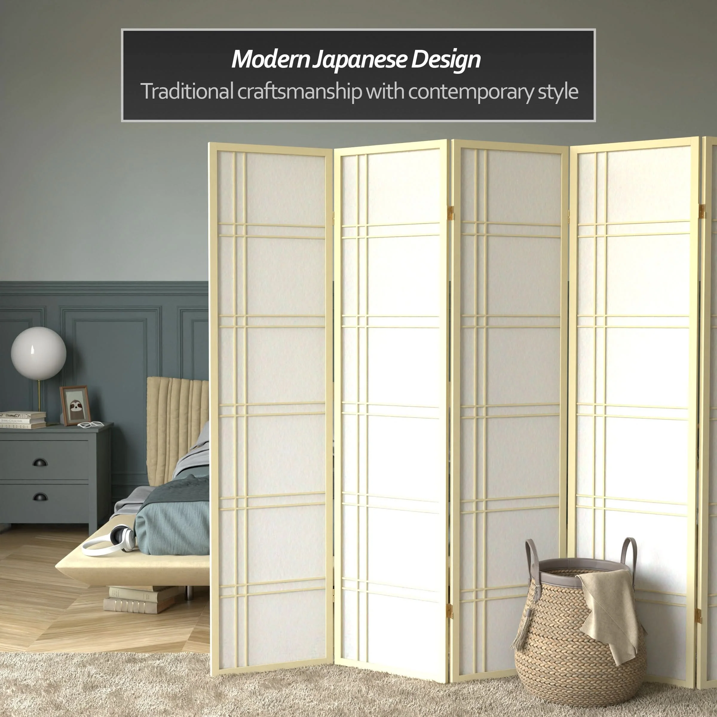 6 ft. Tall Double Cross Shoji Screen - Image 63