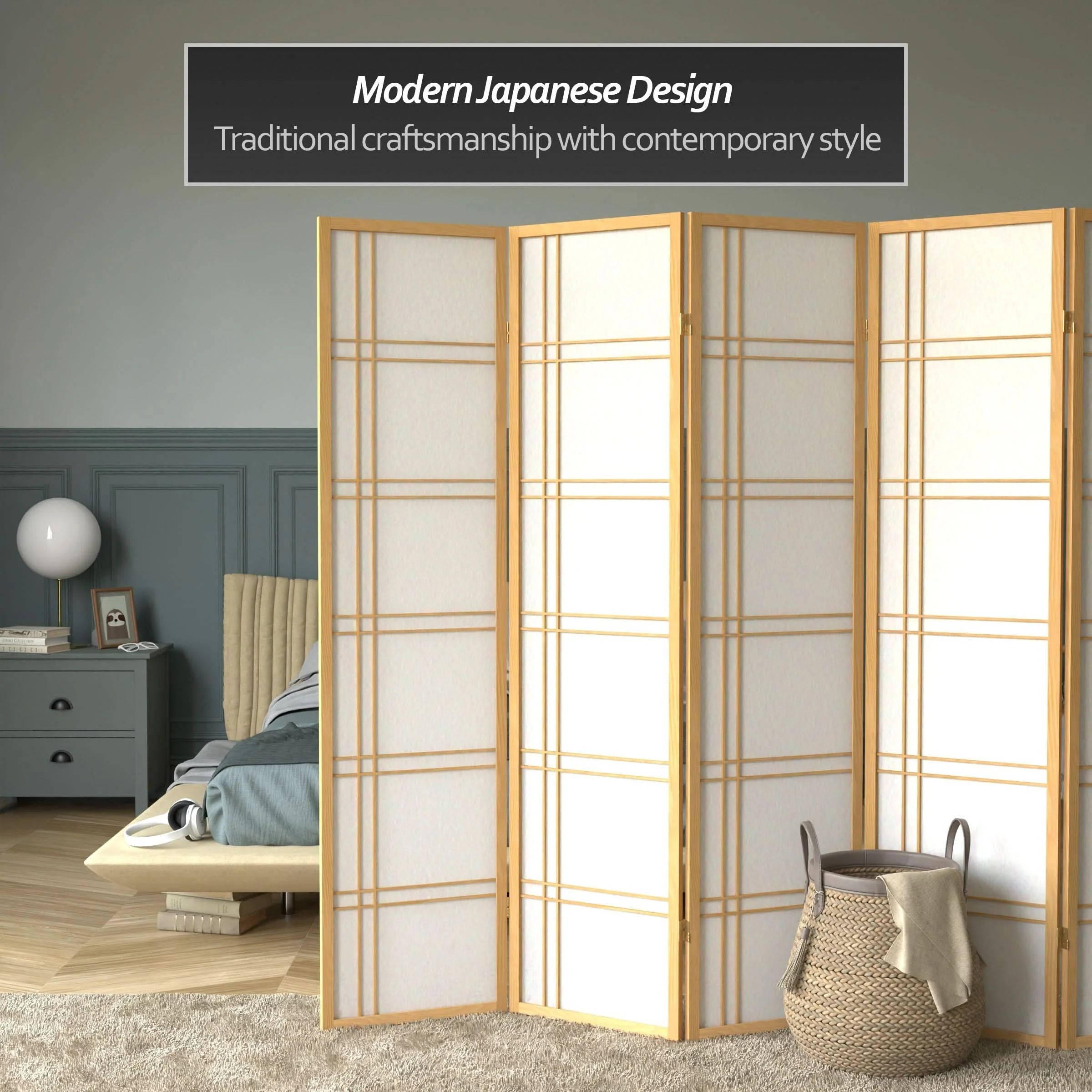 6 ft. Tall Double Cross Shoji Screen - Image 68