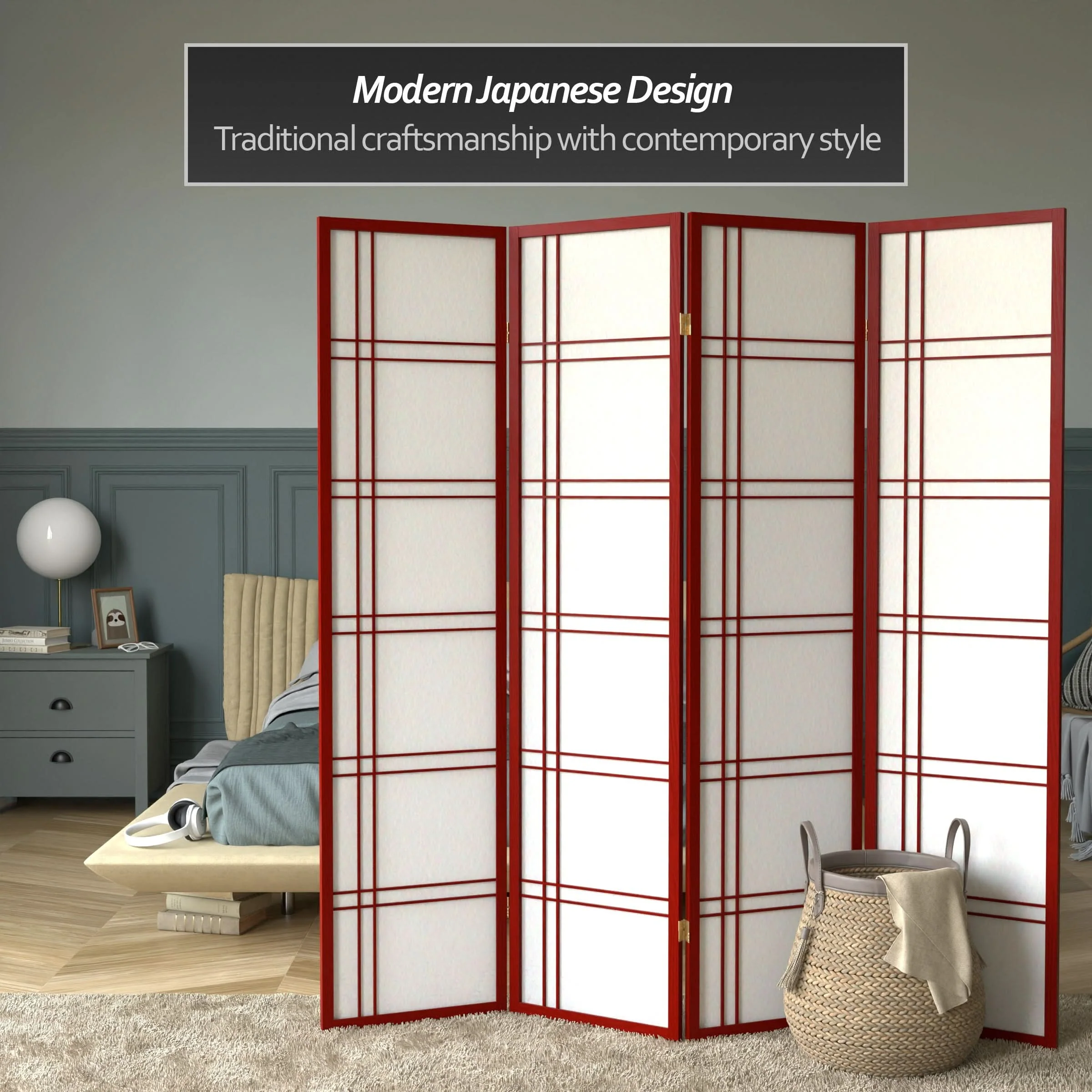 6 ft. Tall Double Cross Shoji Screen - Image 71