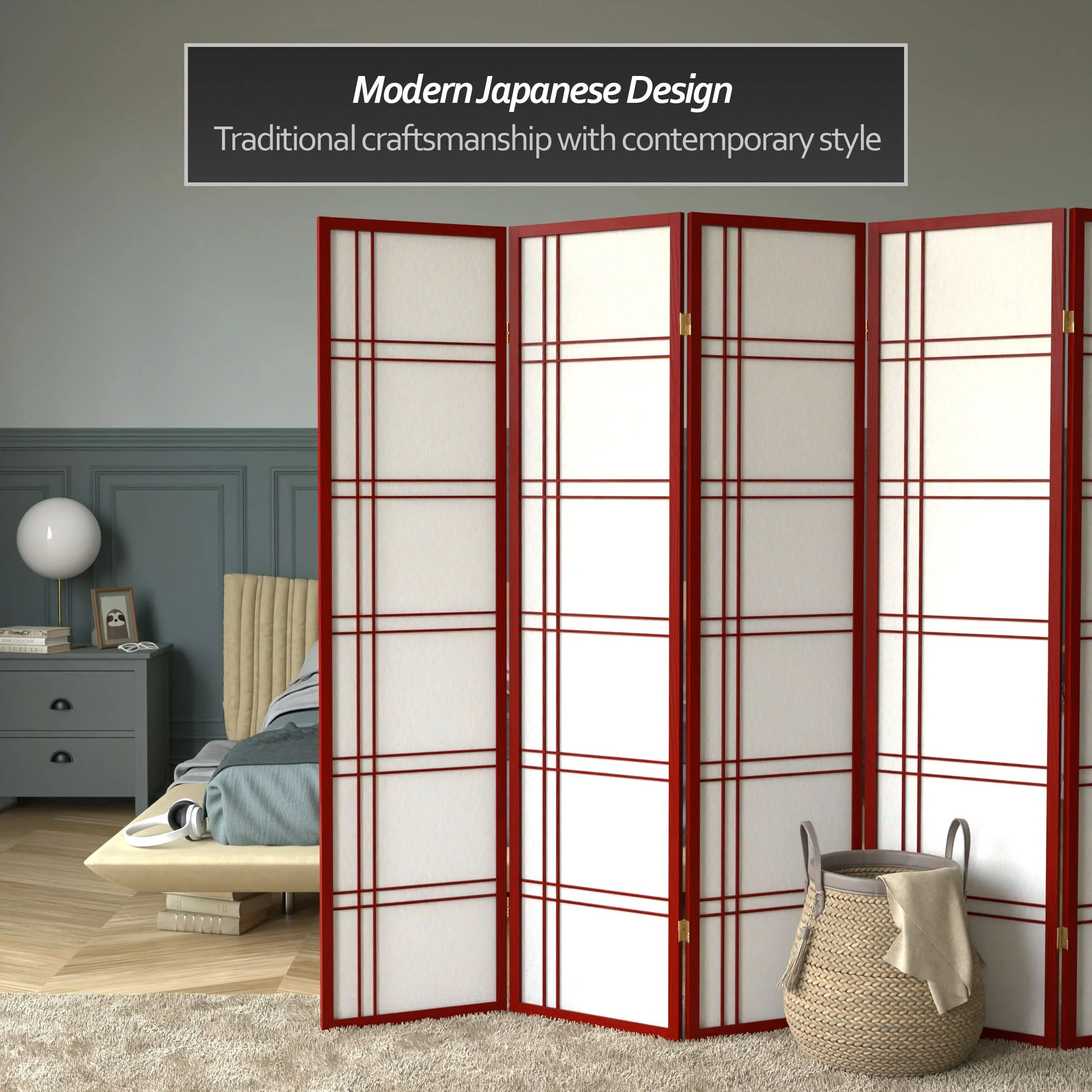 6 ft. Tall Double Cross Shoji Screen - Image 72