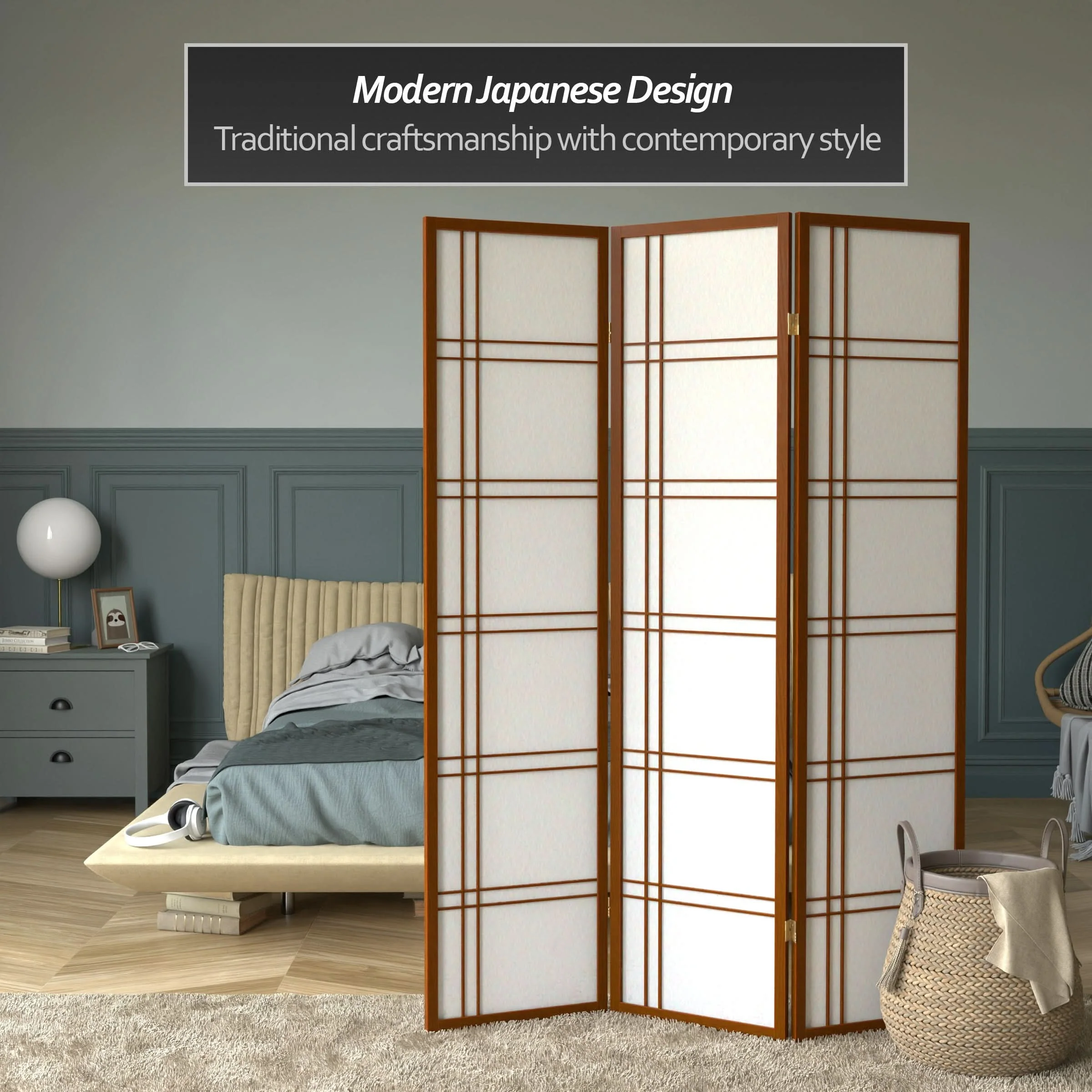 6 ft. Tall Double Cross Shoji Screen - Image 75