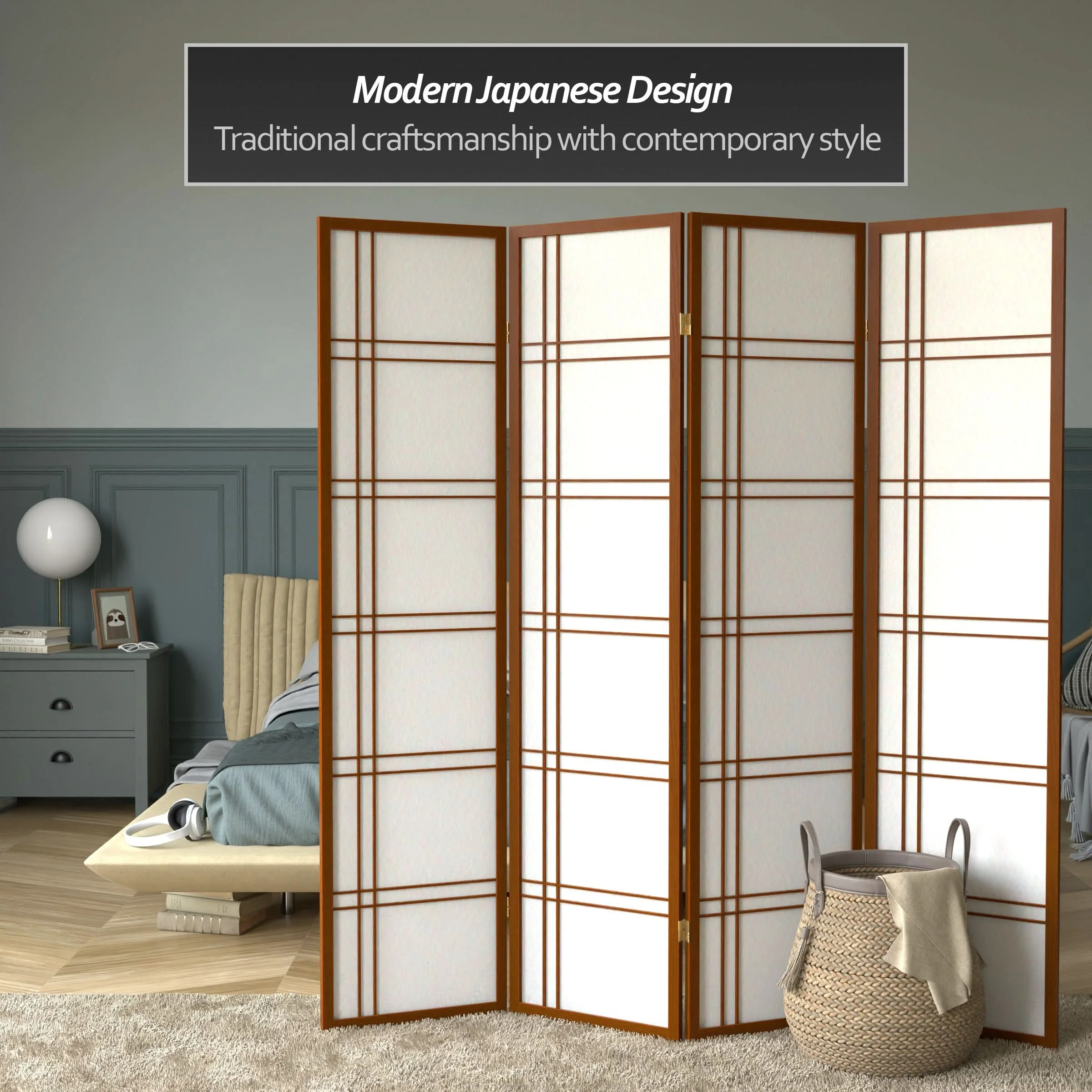 6 ft. Tall Double Cross Shoji Screen - Image 76