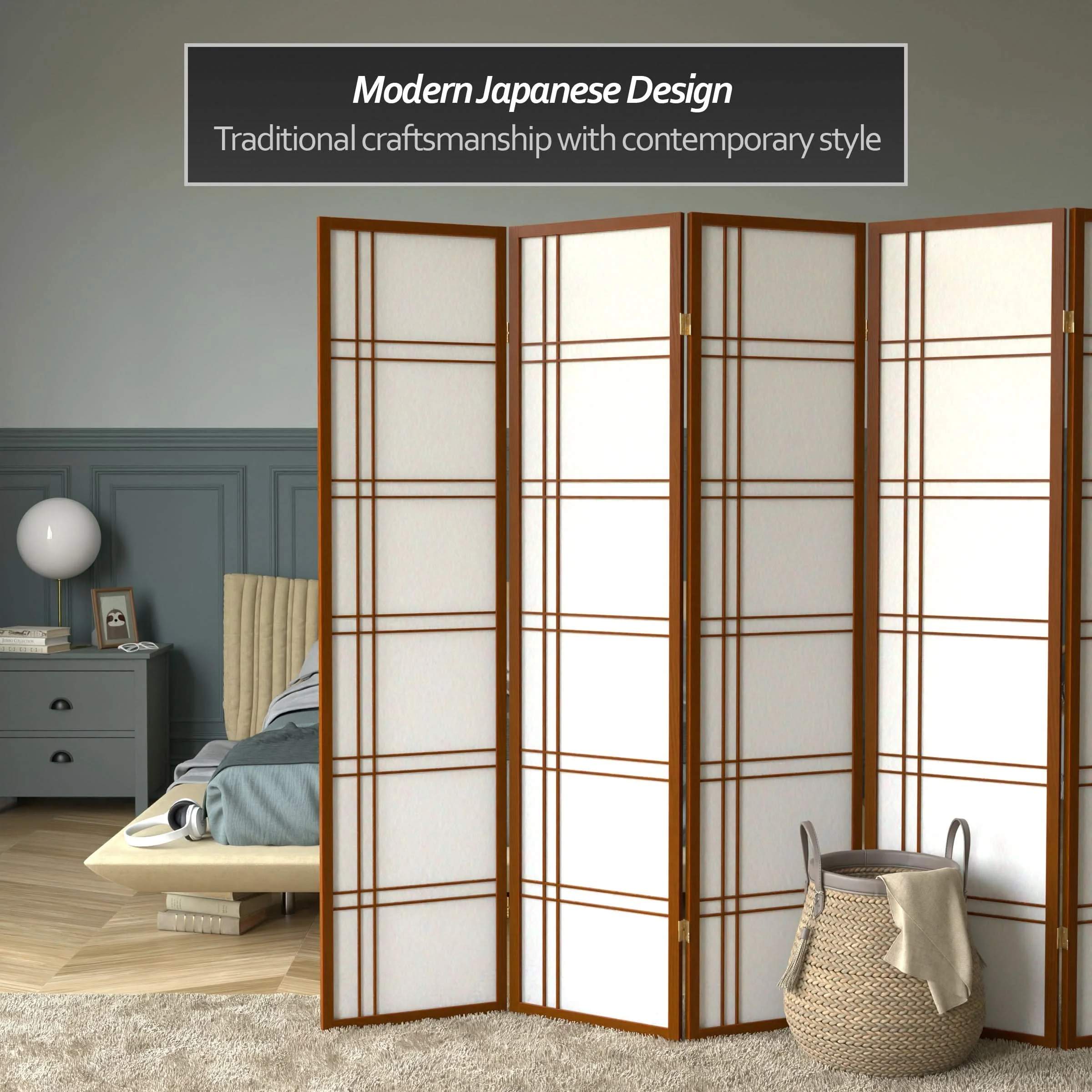 6 ft. Tall Double Cross Shoji Screen - Image 77