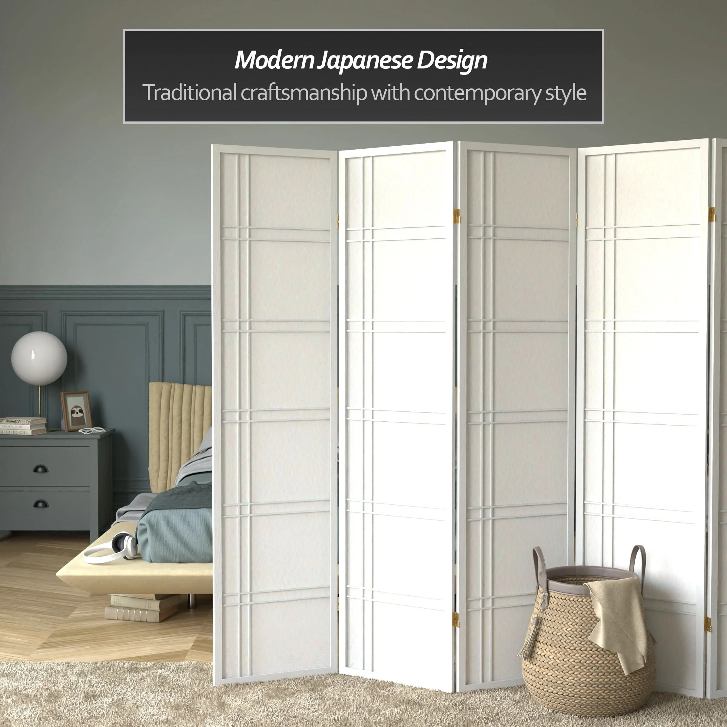 6 ft. Tall Double Cross Shoji Screen - Image 84