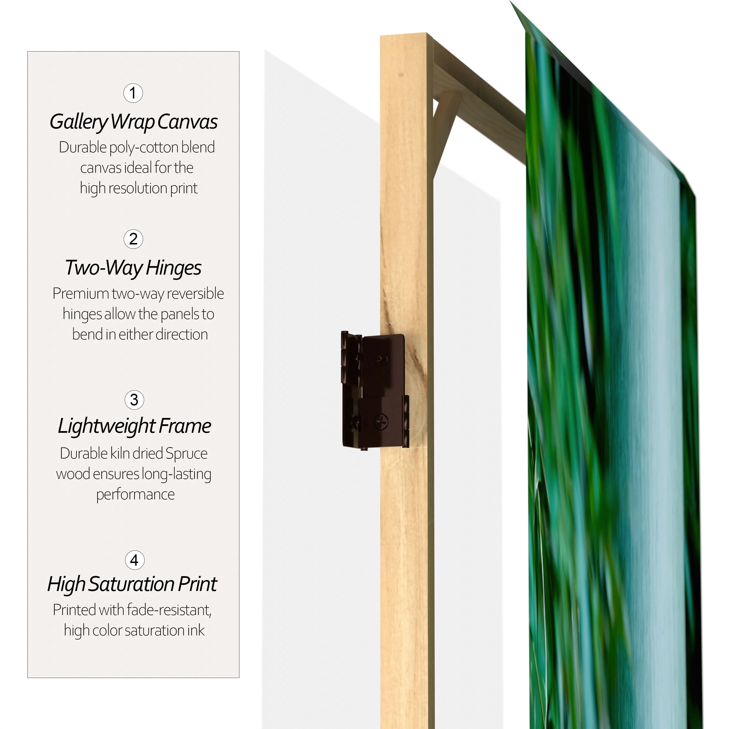 6 ft. Tall Double Sided Bamboo Tree Canvas Room Divider 4 Panel - Image 4