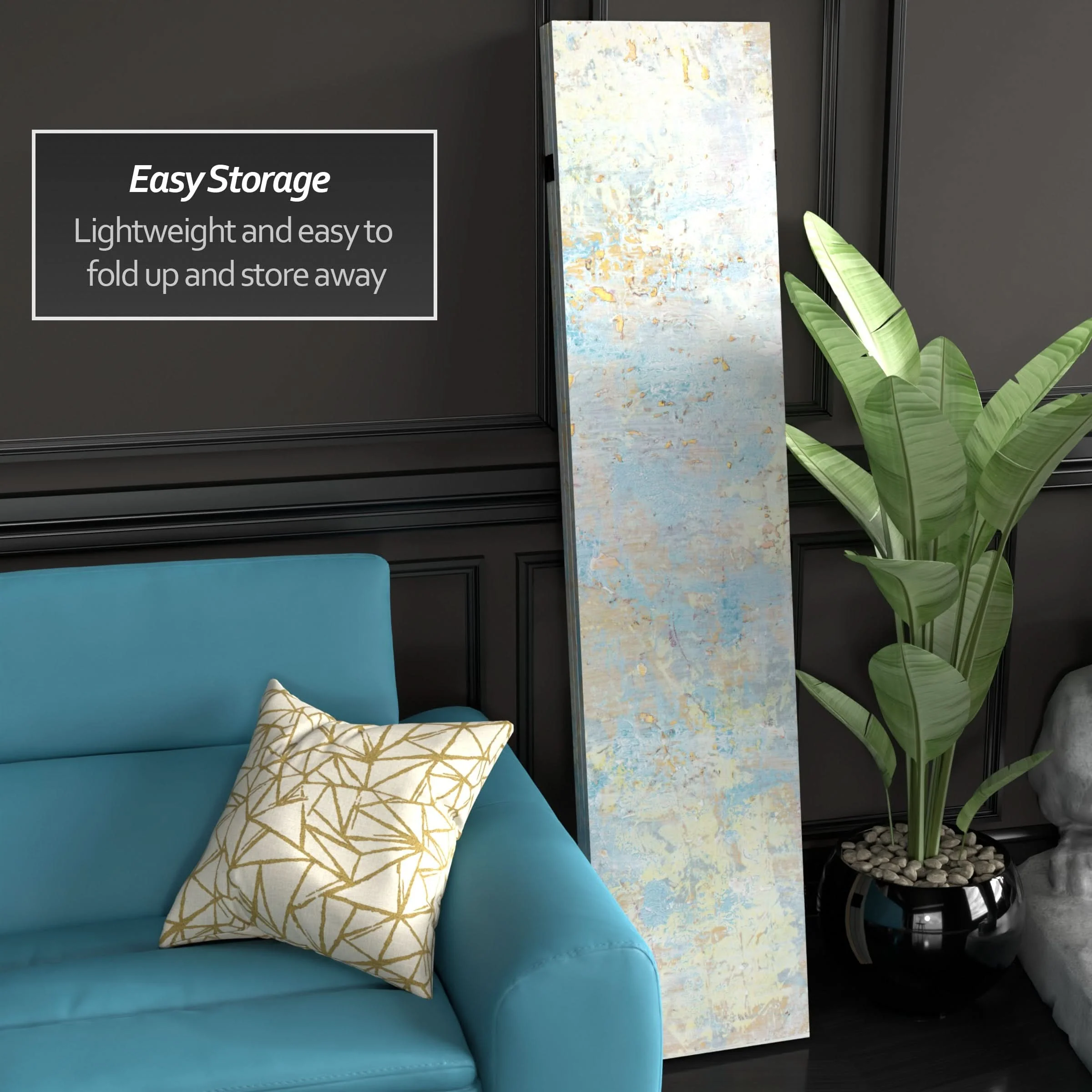 6 ft. Tall Double Sided Celestia Canvas Room Divider - Image 3
