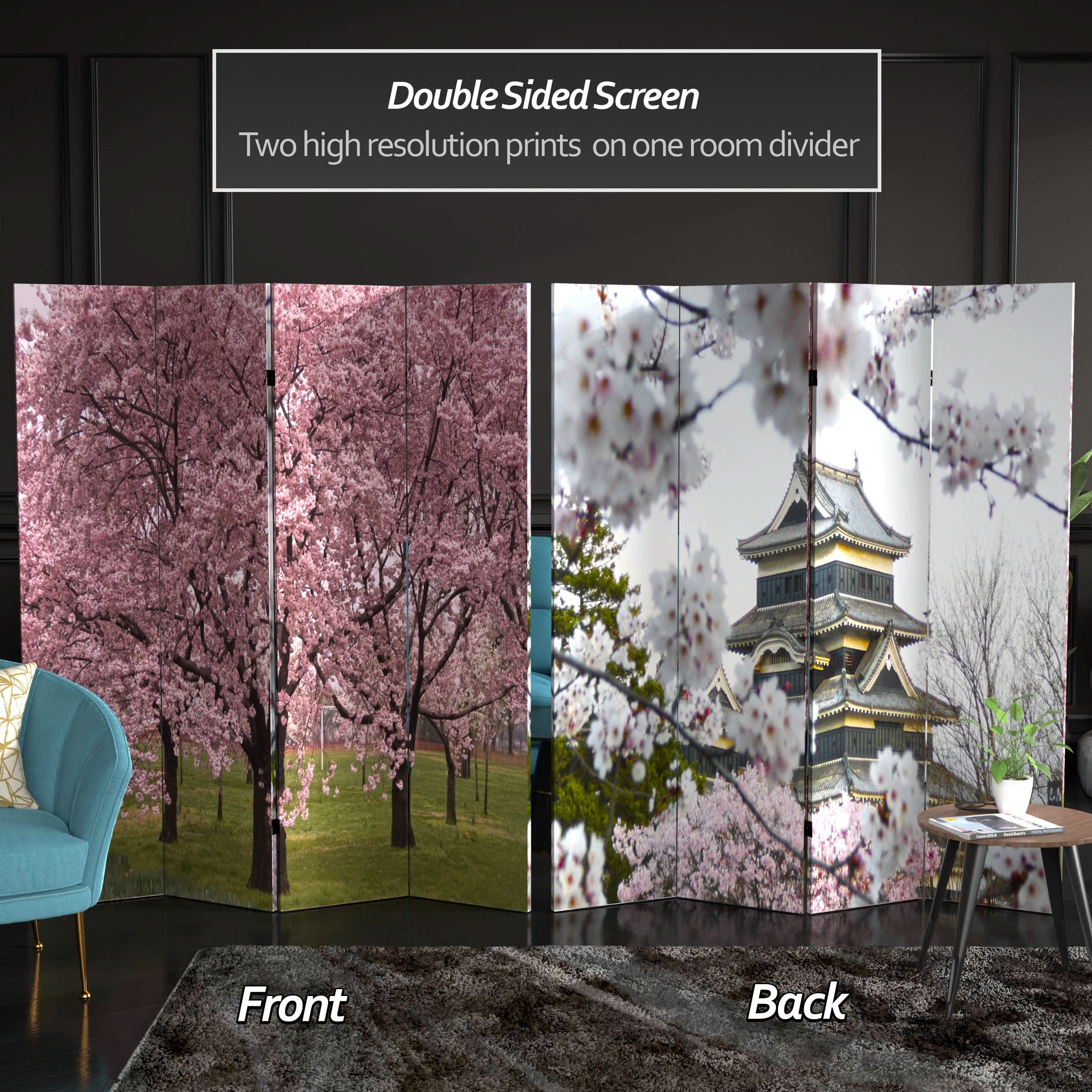 6 ft. Tall Double Sided Cherry Blossoms Room Divider - Image 2