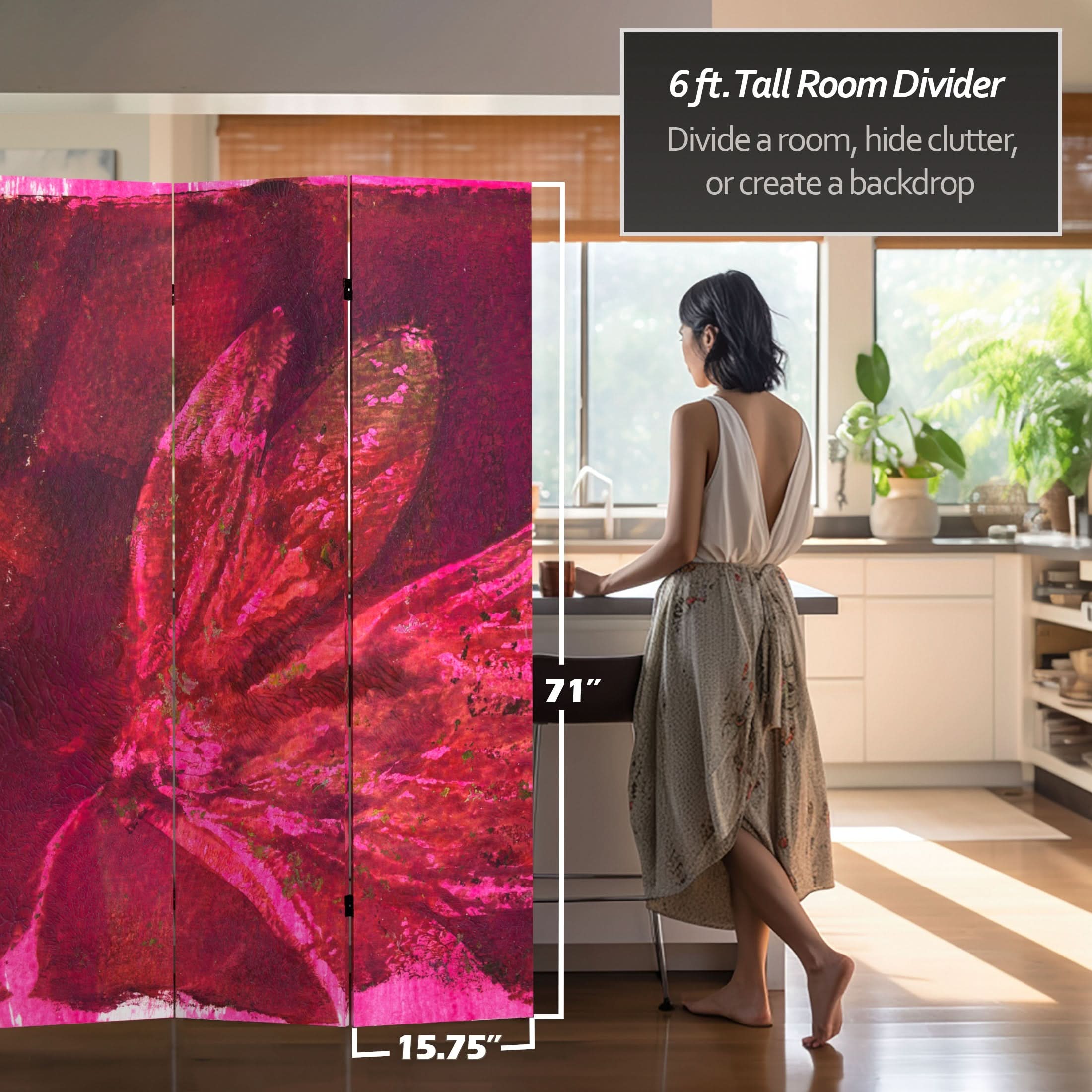 6 ft. Tall Double Sided Desire Canvas Room Divider - Image 5