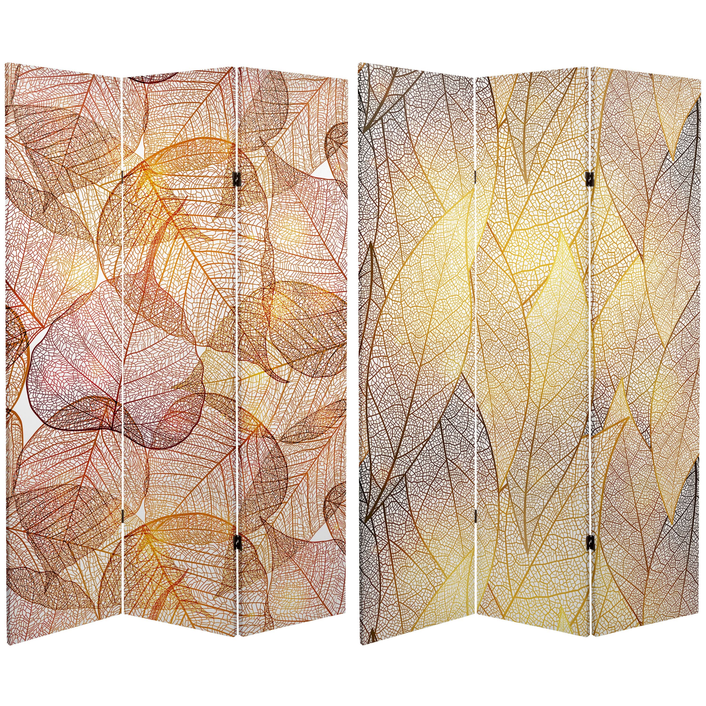 6 ft. Tall Double Sided Ethereal Leaves Canvas Room Divider