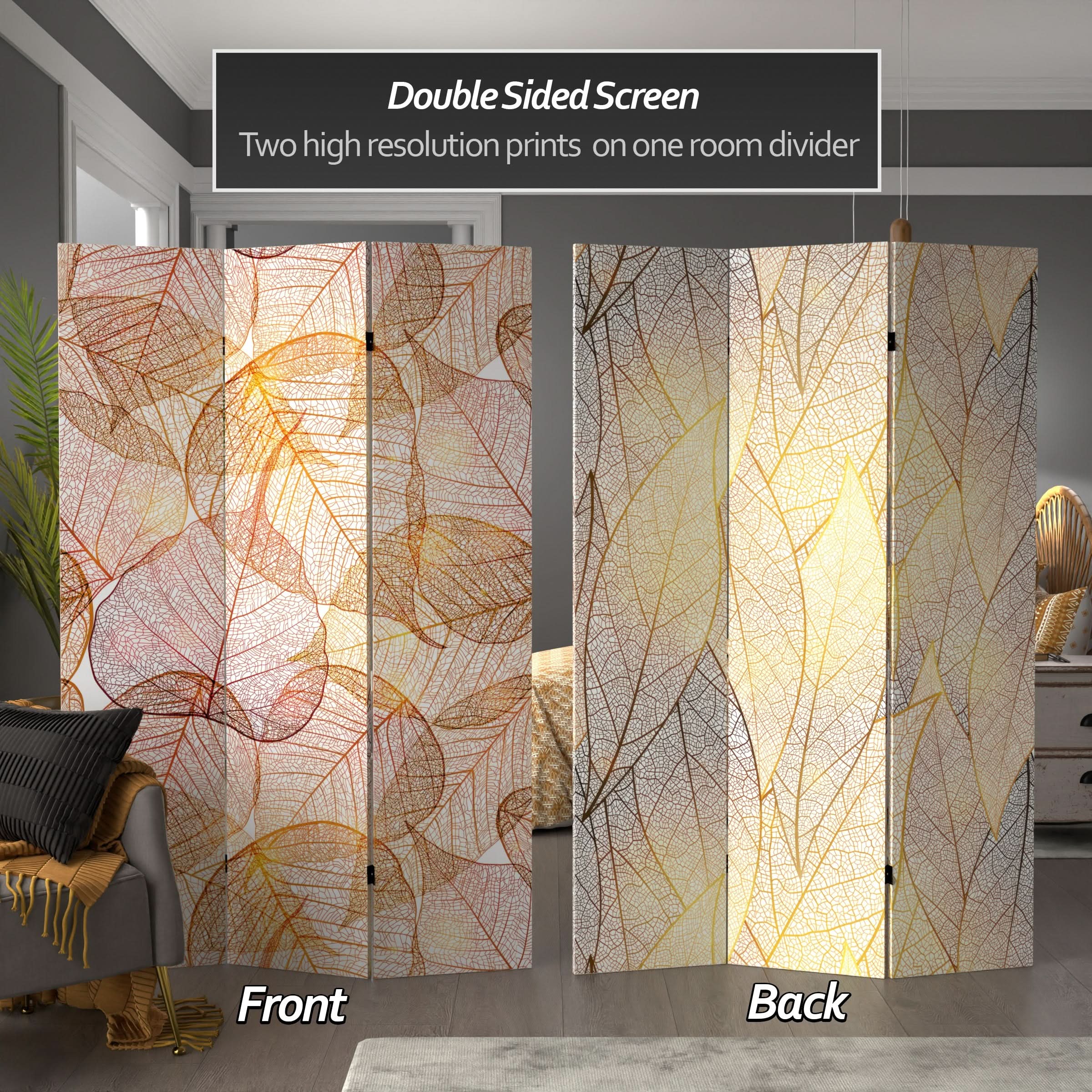 6 ft. Tall Double Sided Ethereal Leaves Canvas Room Divider - Image 2