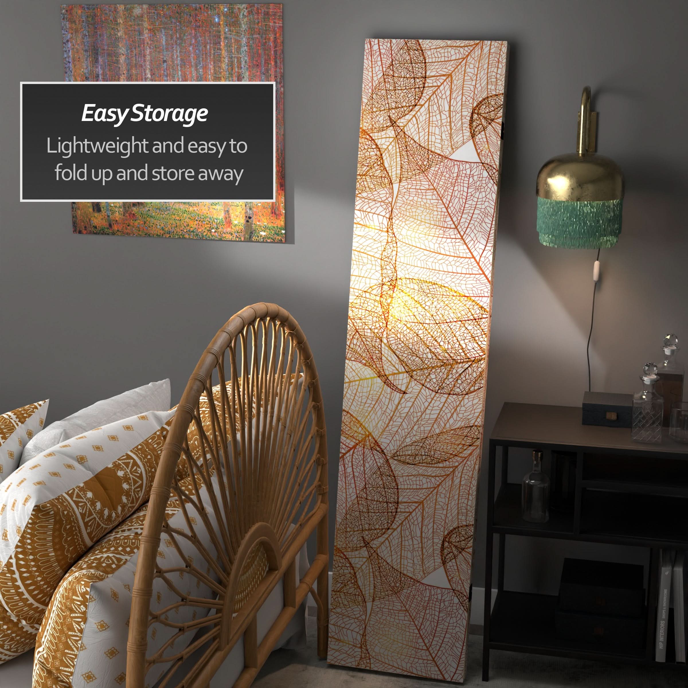 6 ft. Tall Double Sided Ethereal Leaves Canvas Room Divider - Image 3