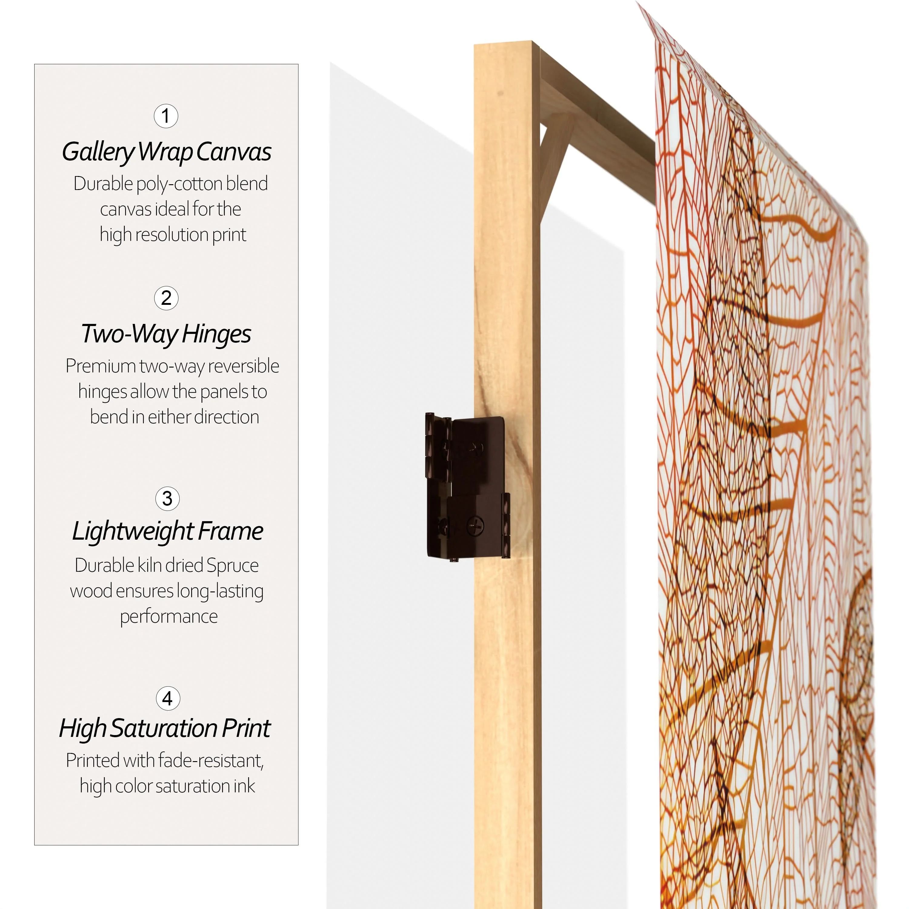 6 ft. Tall Double Sided Ethereal Leaves Canvas Room Divider - Image 4
