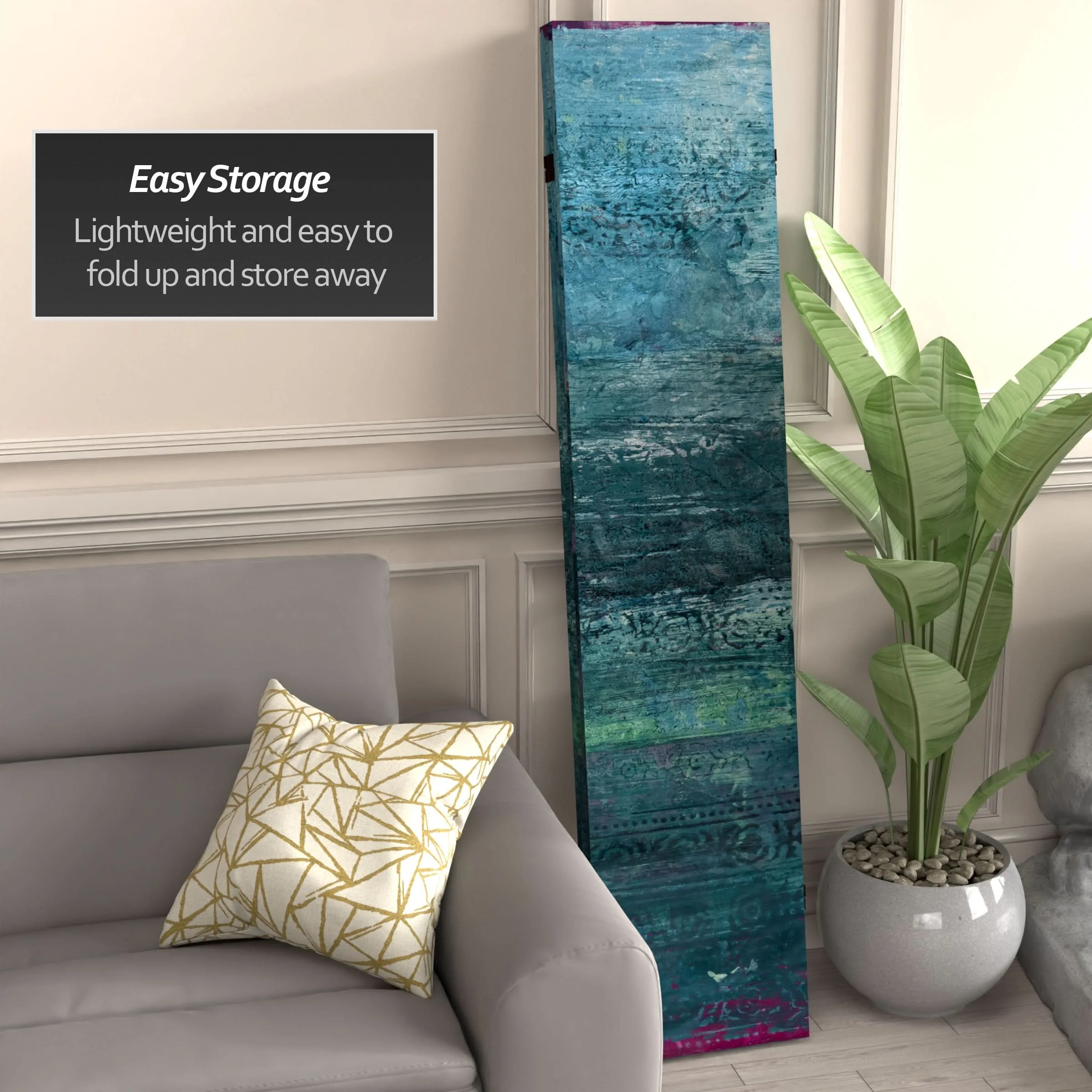 6 ft. Tall Double Sided Horizon Canvas Room Divider - Image 3