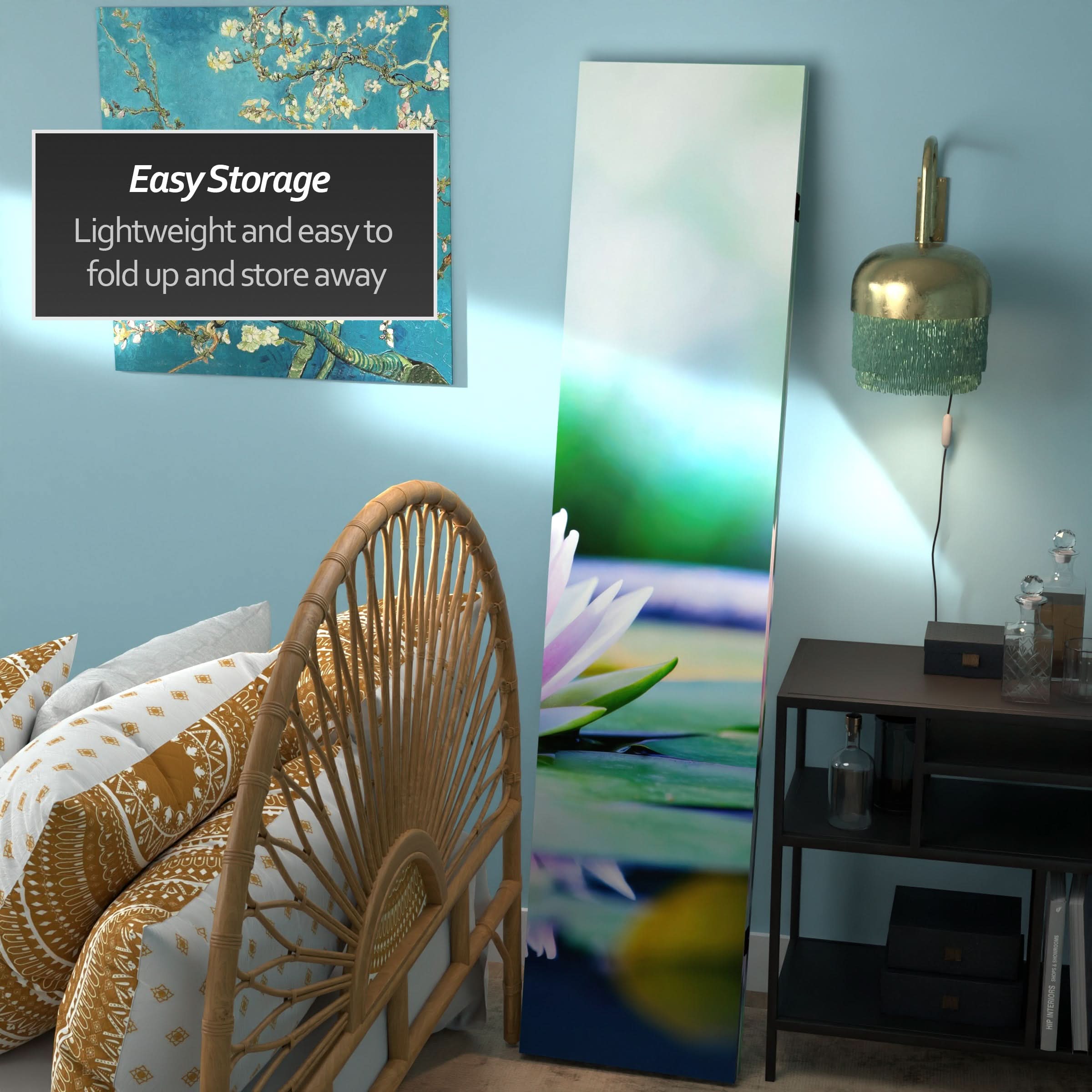 6 ft. Tall Double Sided Lotus Blossom Canvas Room Divider - Image 3