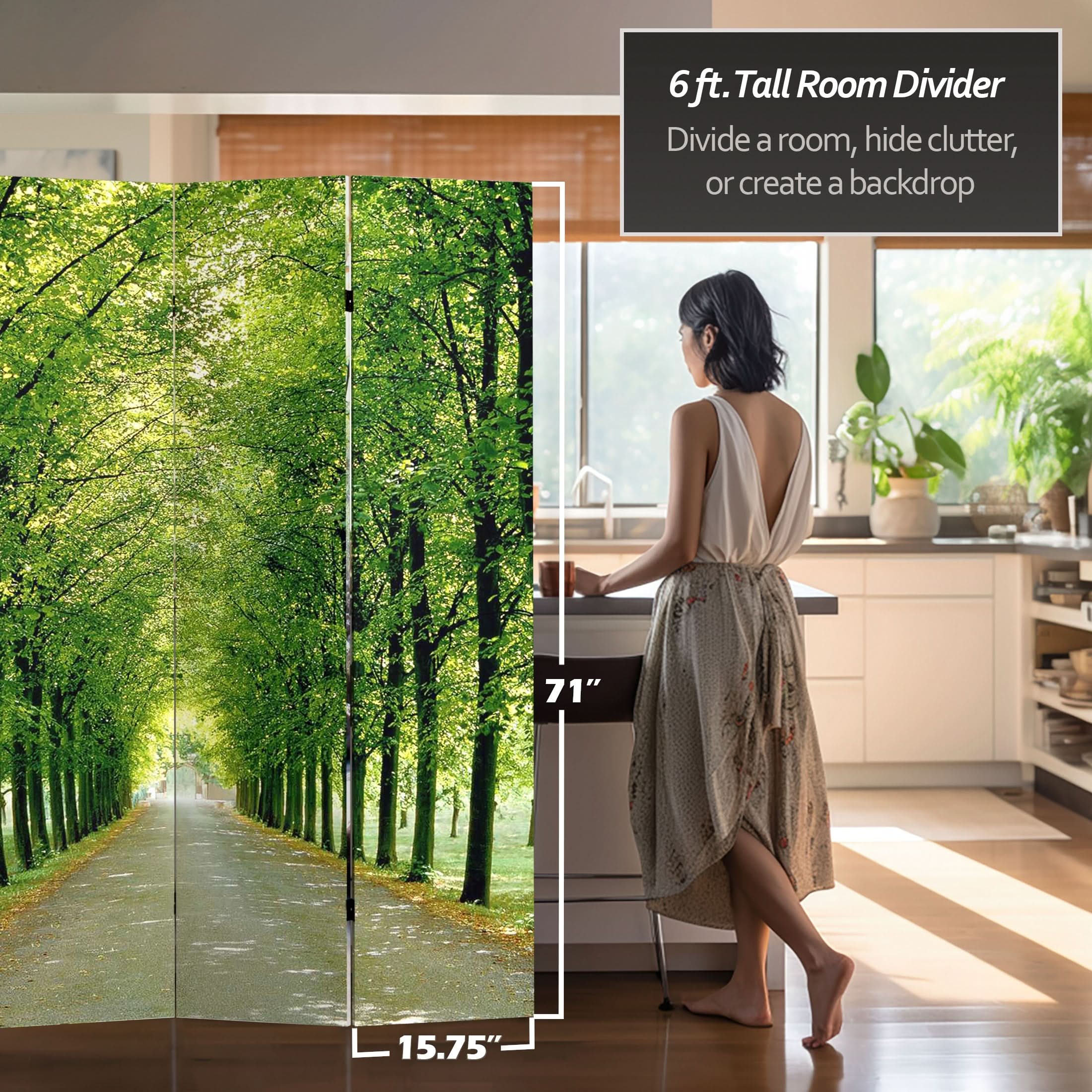 6 ft. Tall Double Sided Path of Life Canvas Room Divider - Image 4