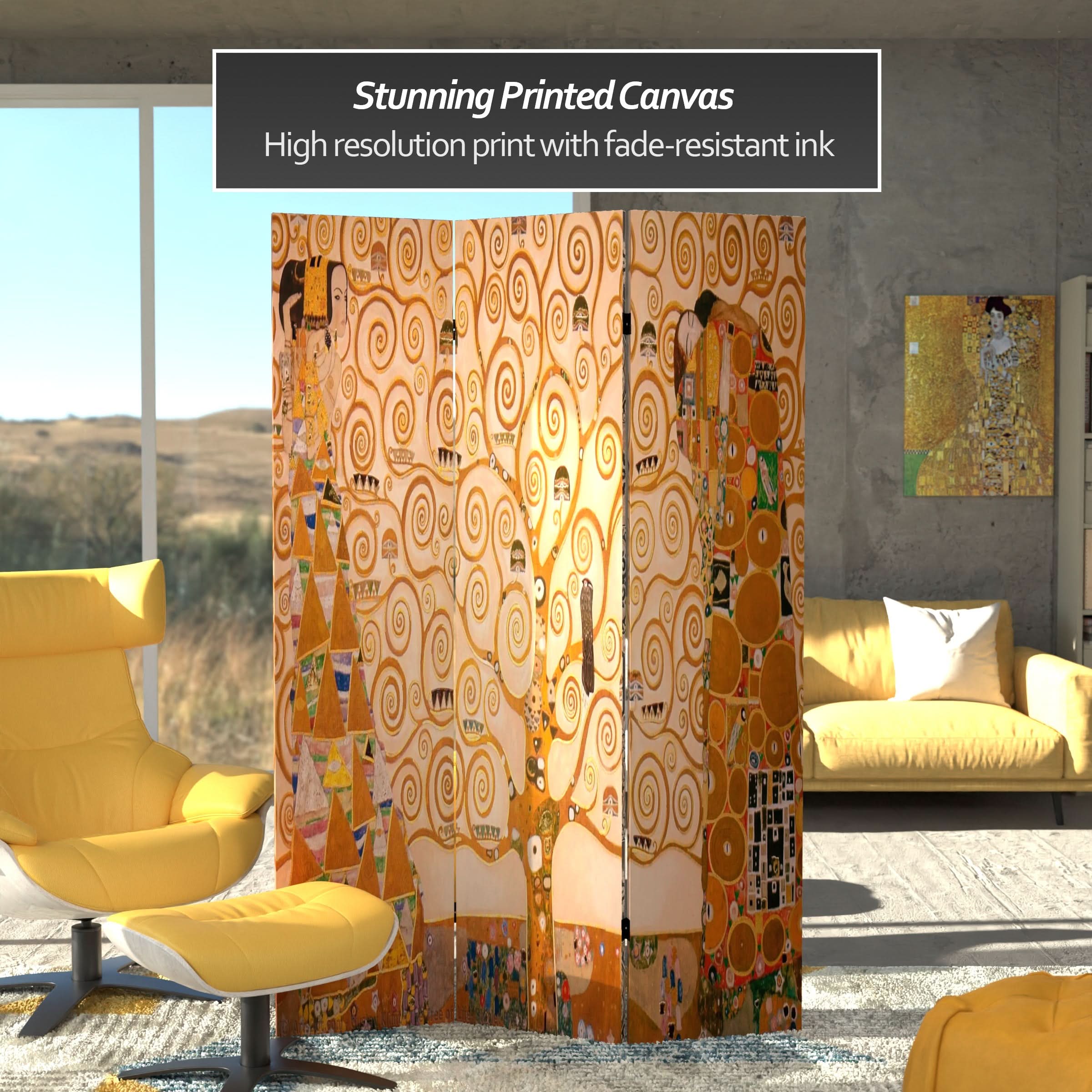 6 ft. Tall Double Sided Works of Klimt Room Divider - Stoclet Frieze - Image 2