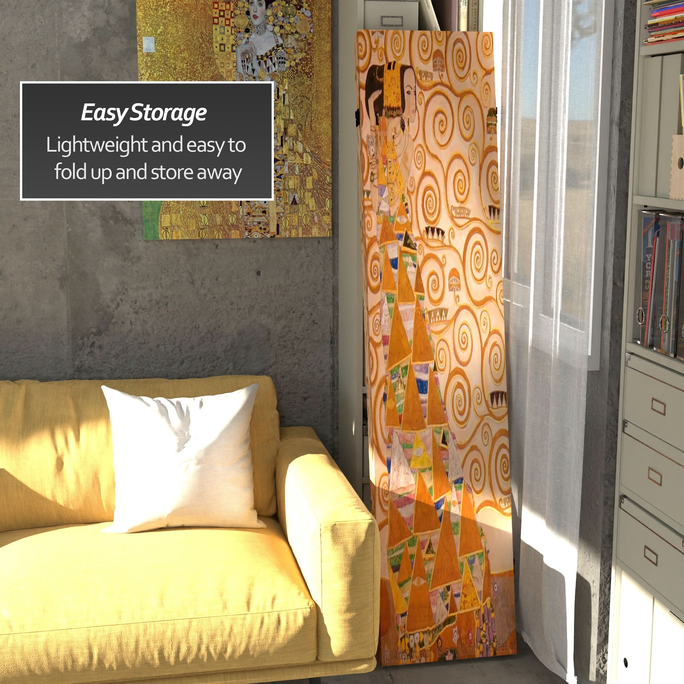 6 ft. Tall Double Sided Works of Klimt Room Divider - Stoclet Frieze - Image 3