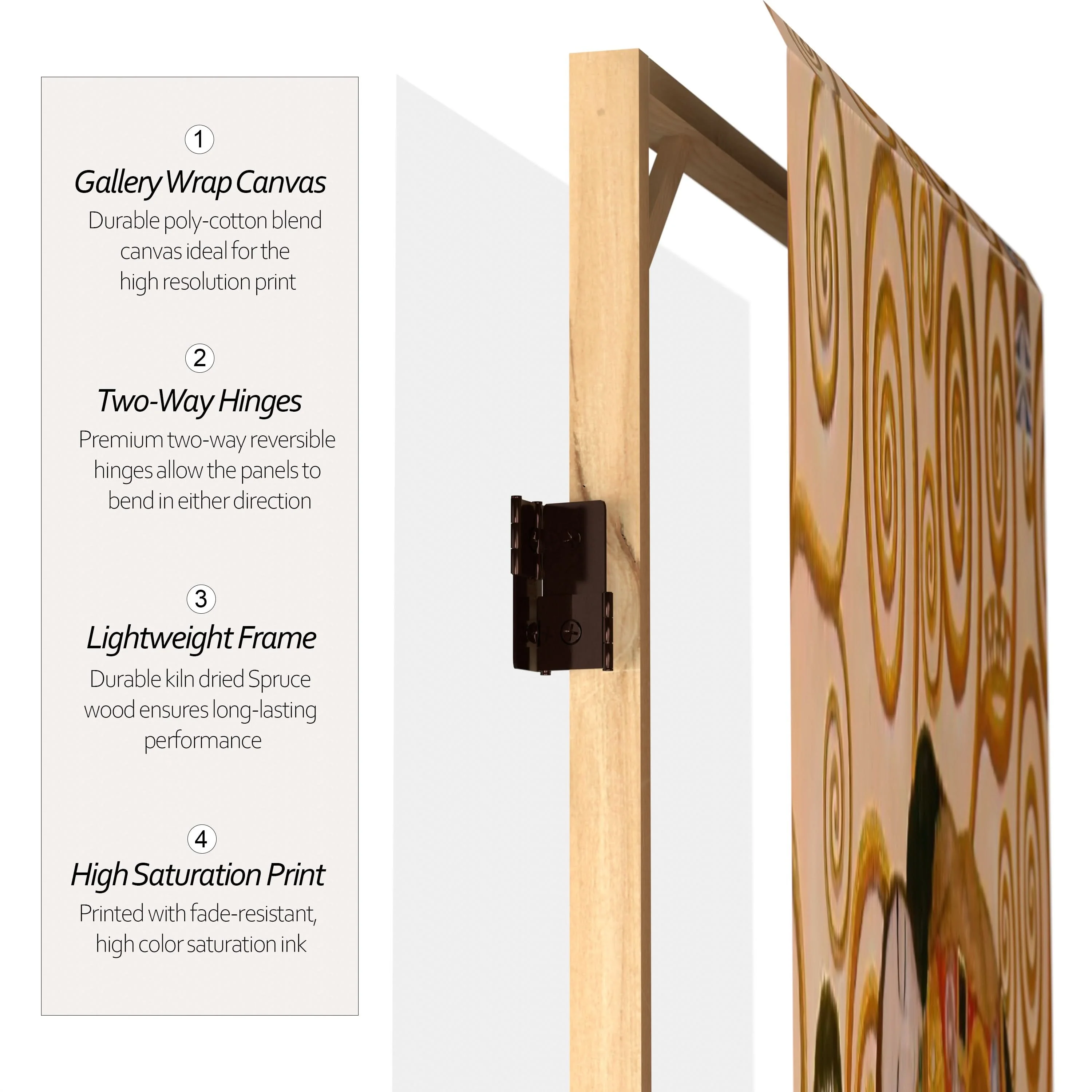 6 ft. Tall Double Sided Works of Klimt Room Divider - Stoclet Frieze - Image 4