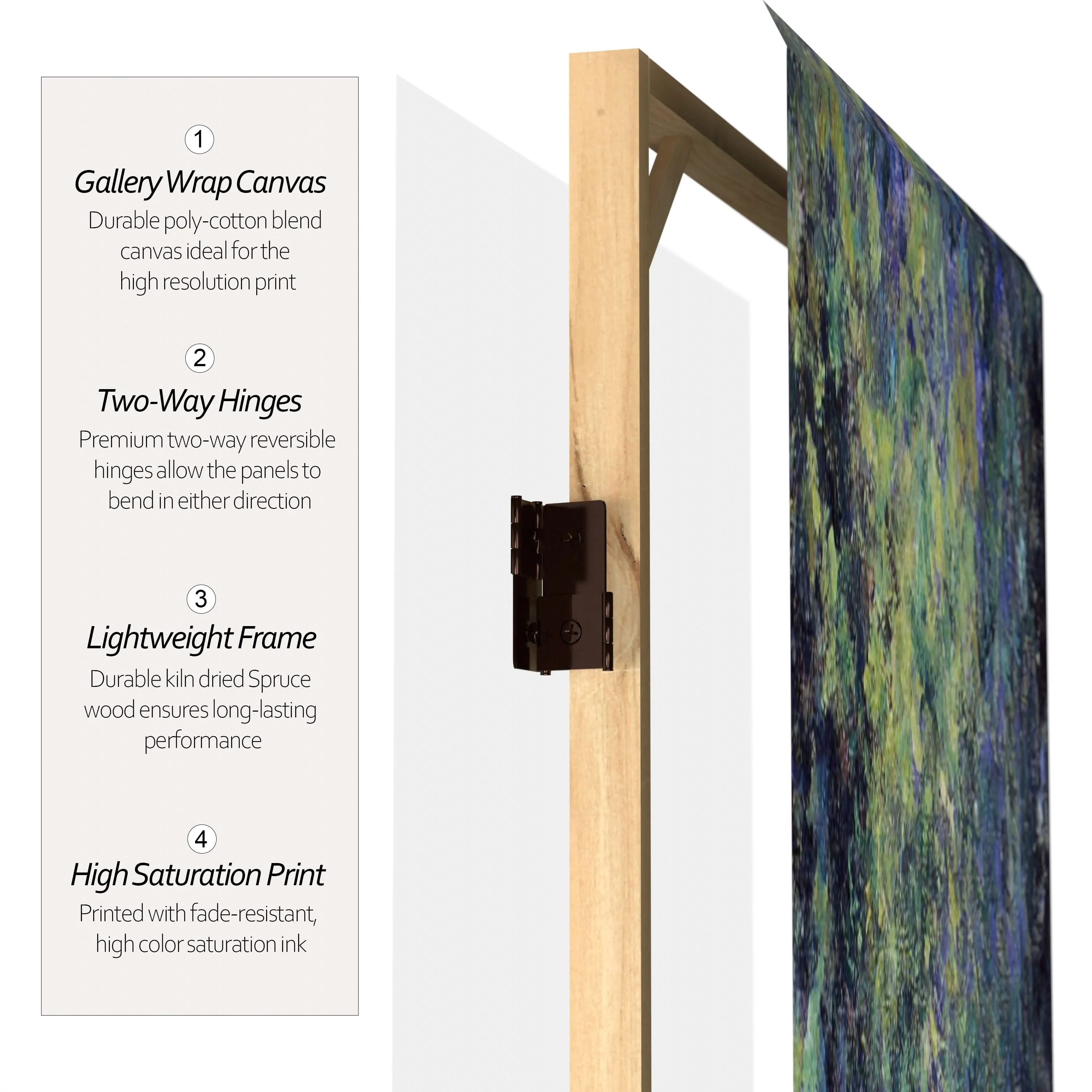 6 ft. Tall Double Sided Works of Monet Canvas Room Divider - Water Lily/Garden - Image 3