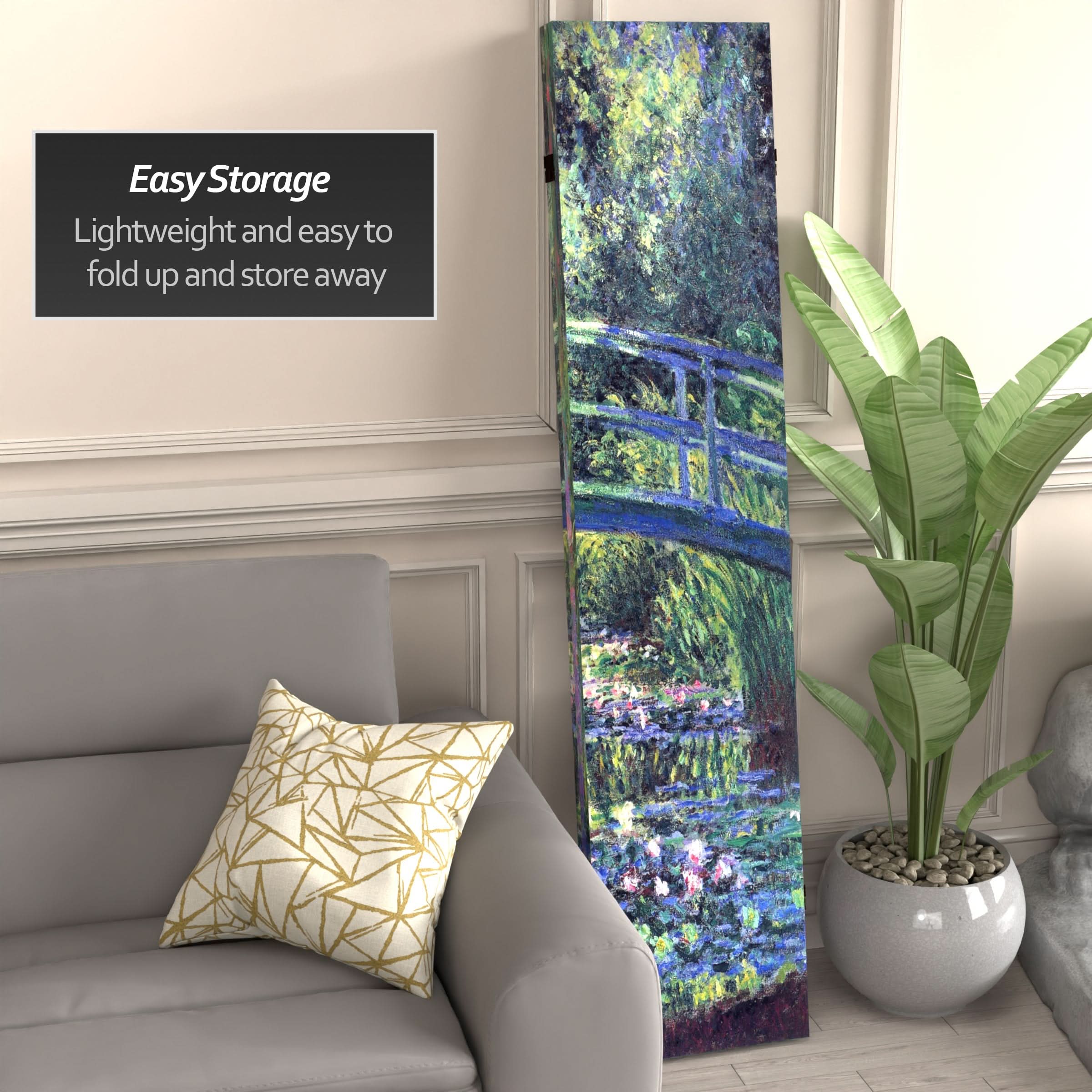 6 ft. Tall Double Sided Works of Monet Canvas Room Divider - Water Lily/Garden - Image 5