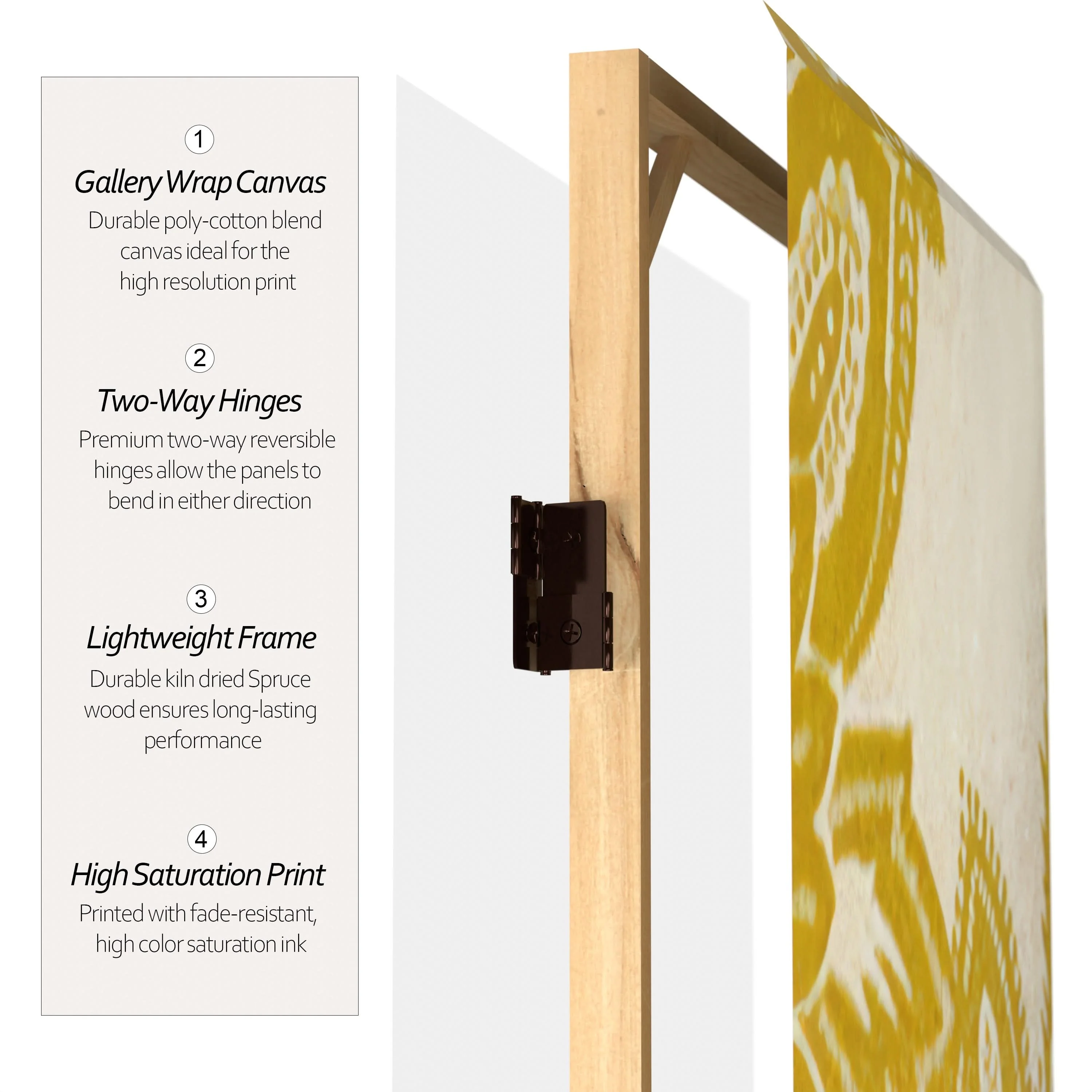 6 ft. Tall Gold Toile Double Sided Room Divider - Image 4
