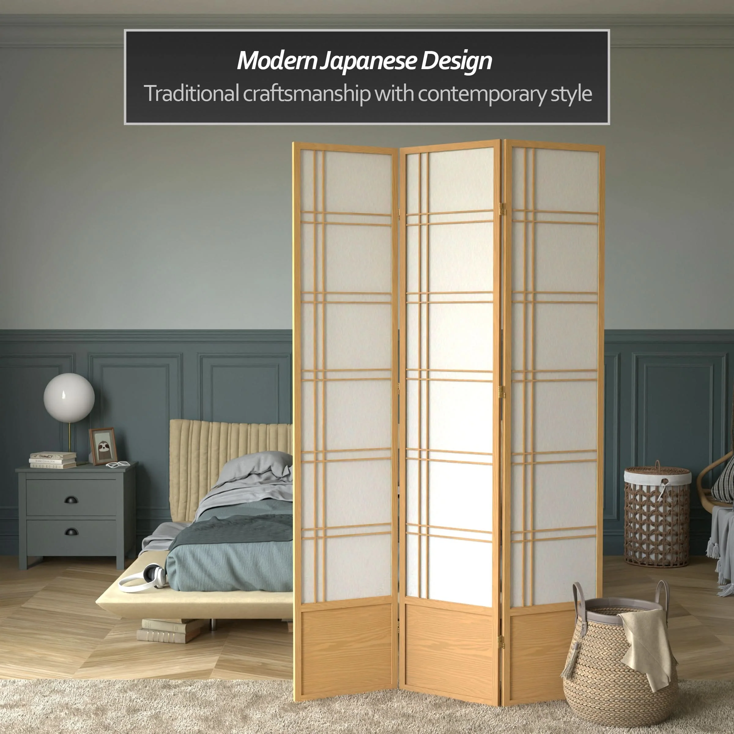7 ft. Tall Double Cross Shoji Screen - Image 33