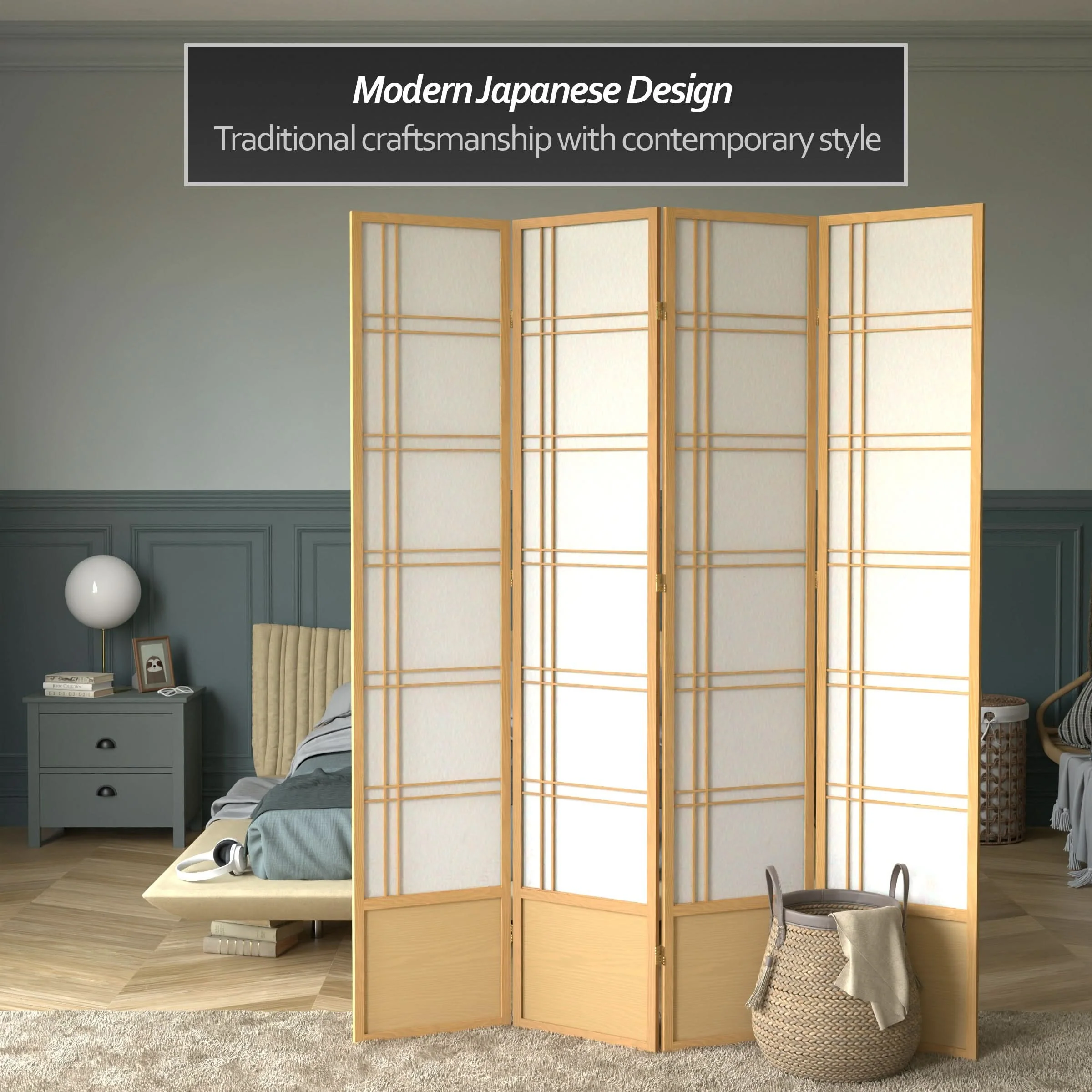 7 ft. Tall Double Cross Shoji Screen - Image 34