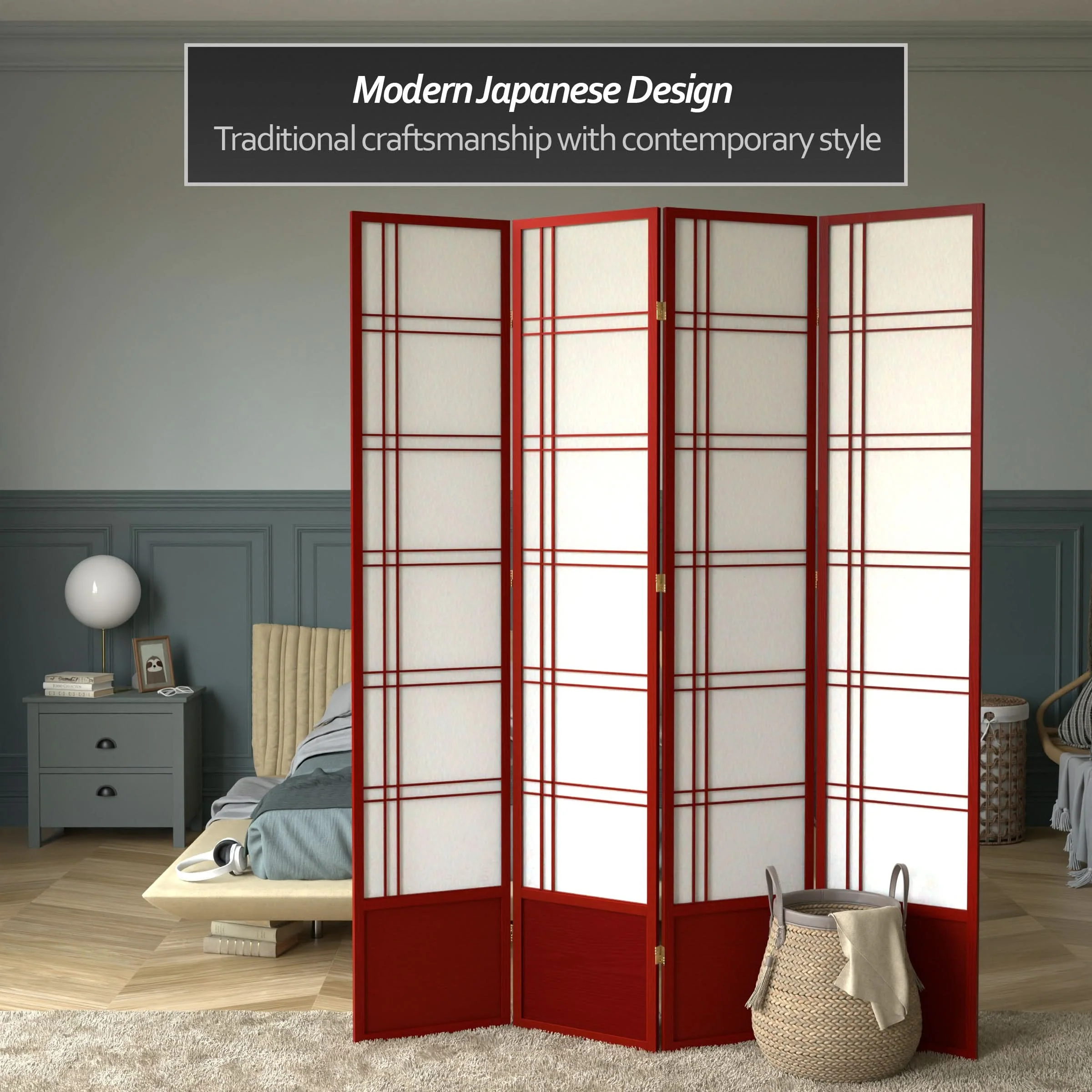 7 ft. Tall Double Cross Shoji Screen - Image 38