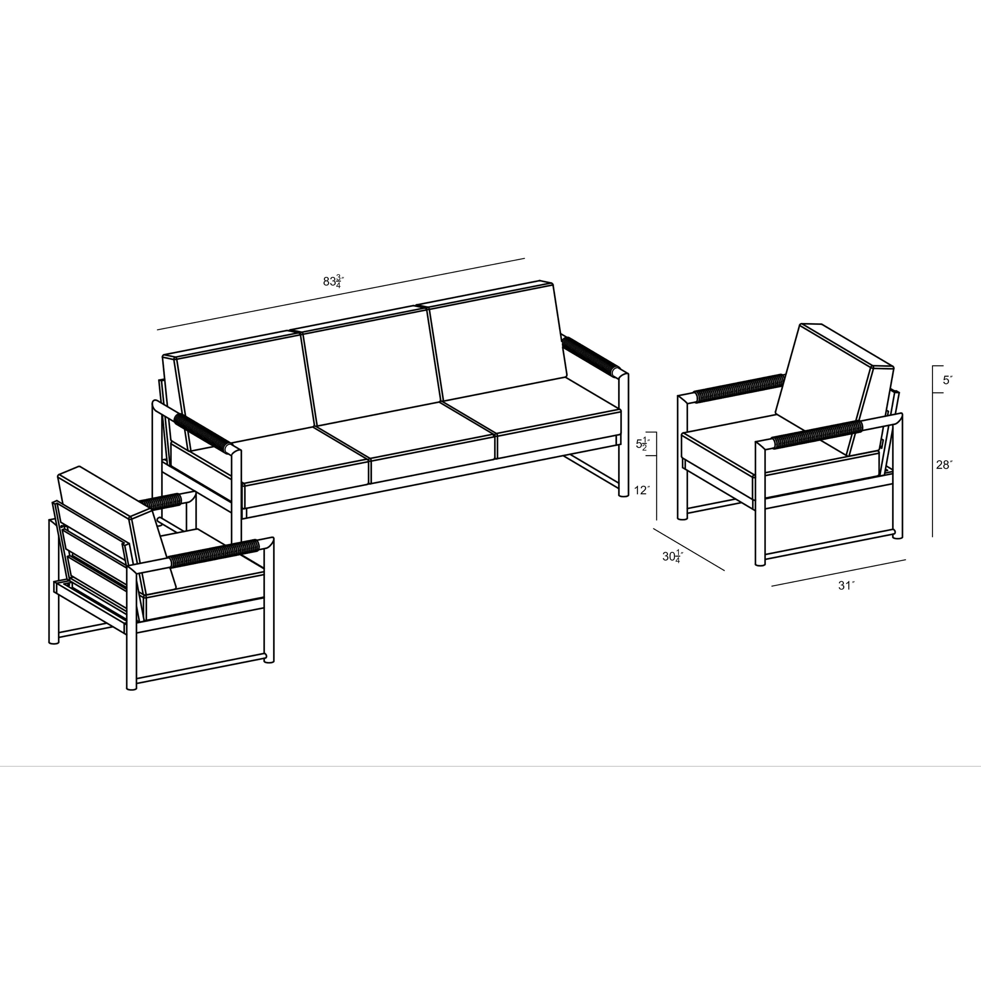 Alto 3 Piece Sofa Club Chair Set - Image 23