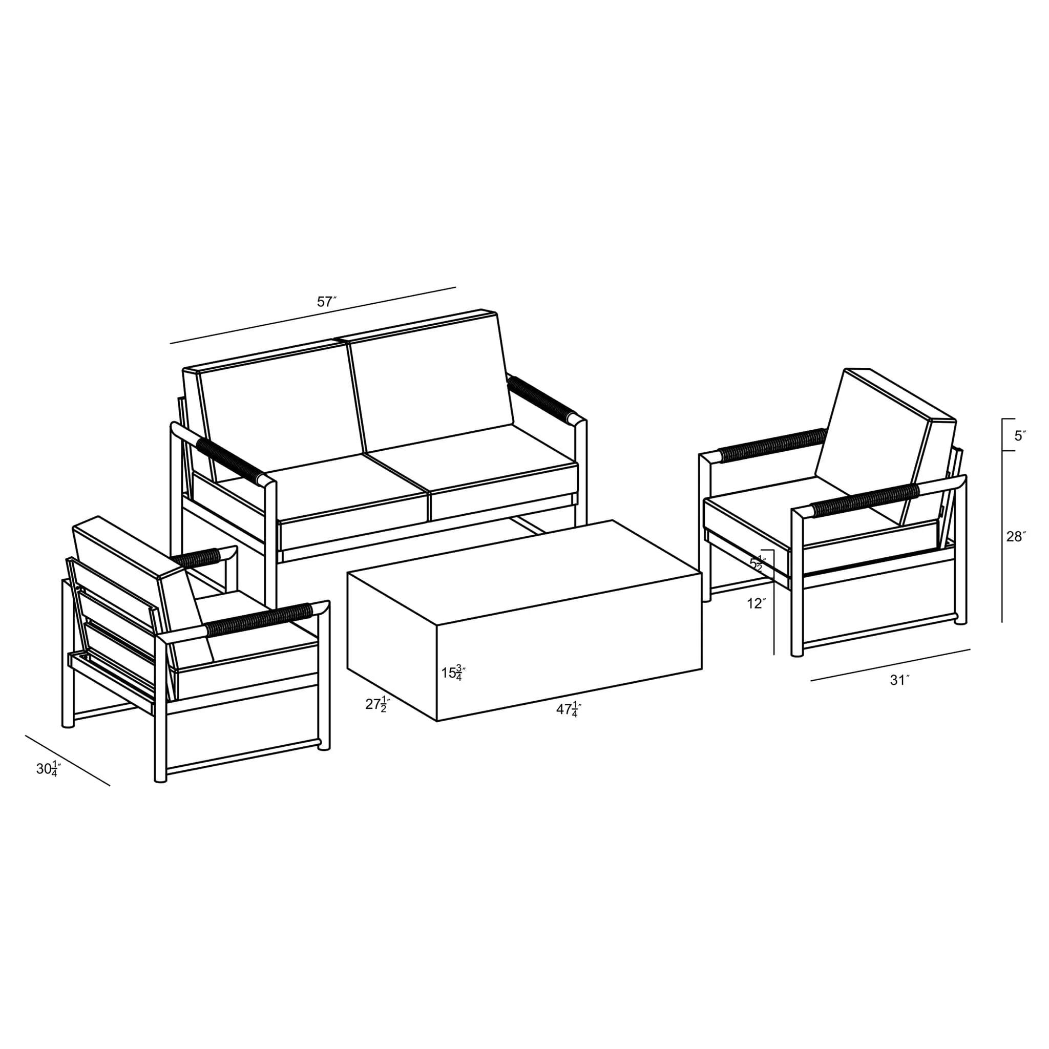 Alto 5 Piece Loveseat Set - Image 10