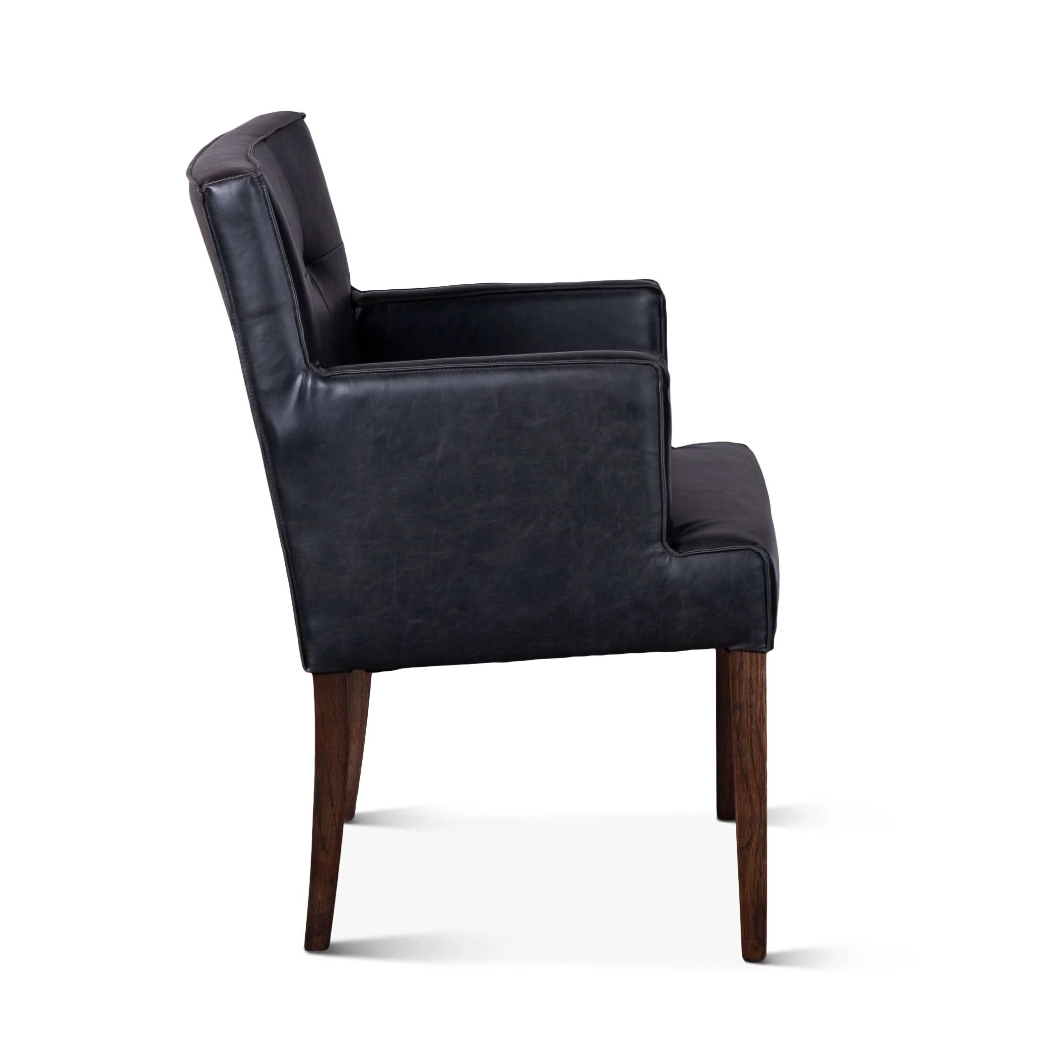 Avery Modern Black Leather Arm Chair with Dark Brown Legs - Image 3