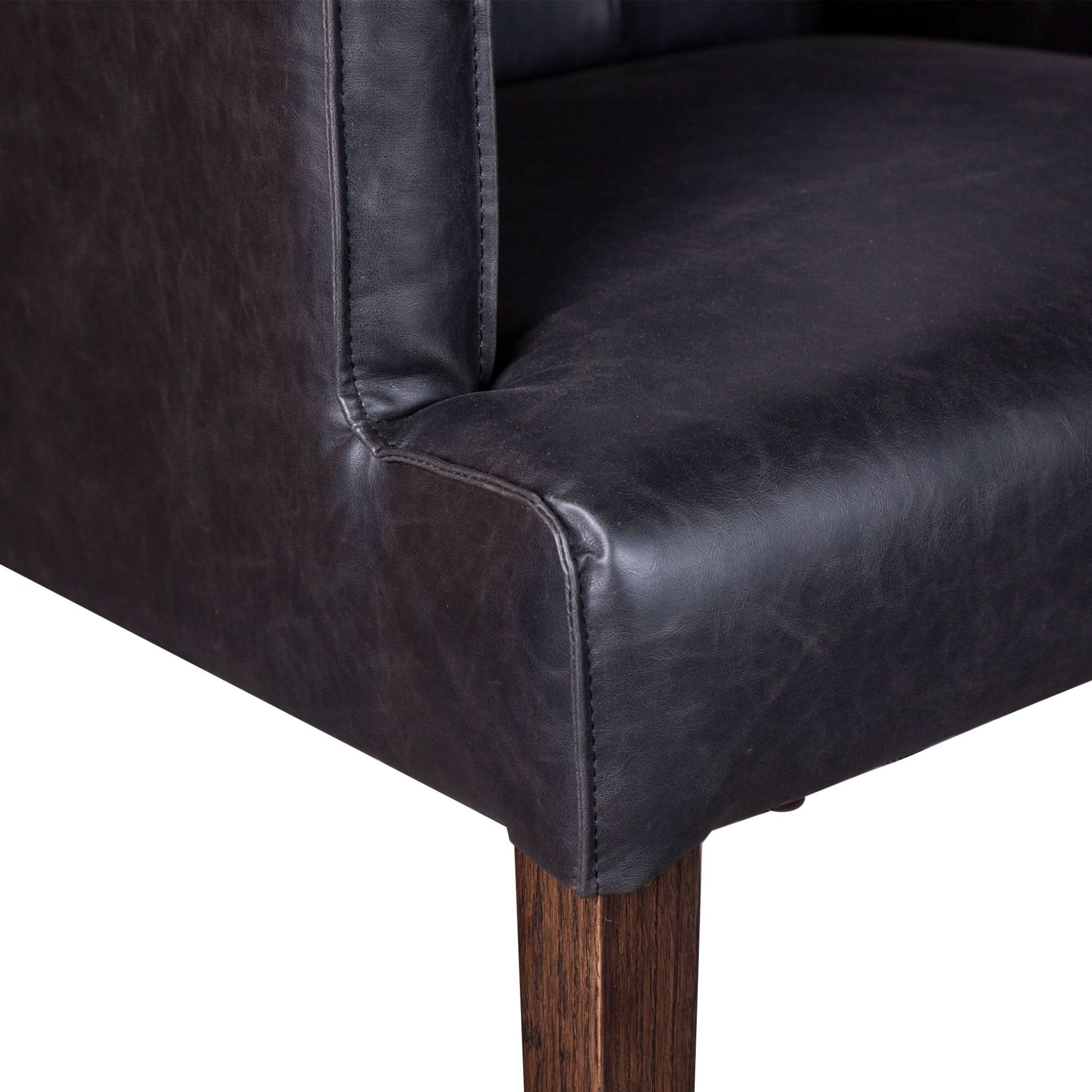 Avery Modern Black Leather Arm Chair with Dark Brown Legs - Image 6