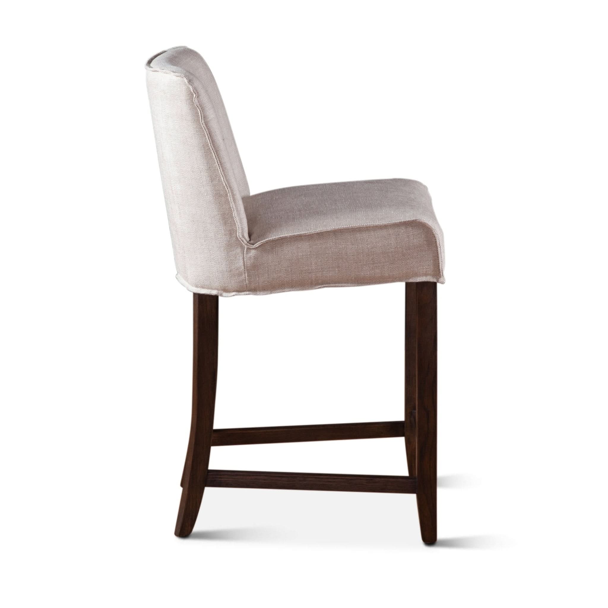 Avery Casual Linen Counter Chair with Dark Walnut Legs - Image 3